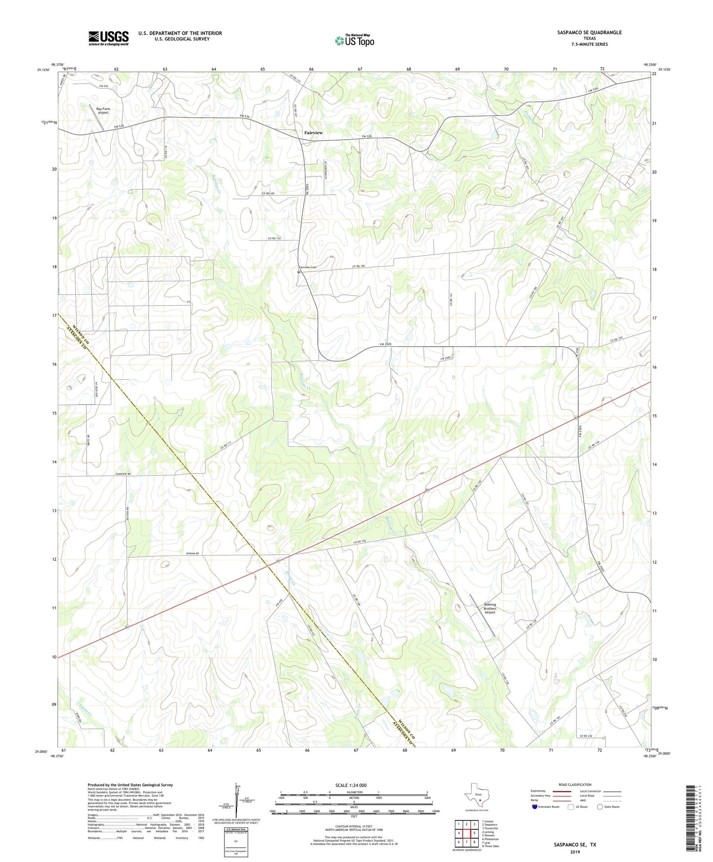 Saspamco SE Texas US Topo Map Image