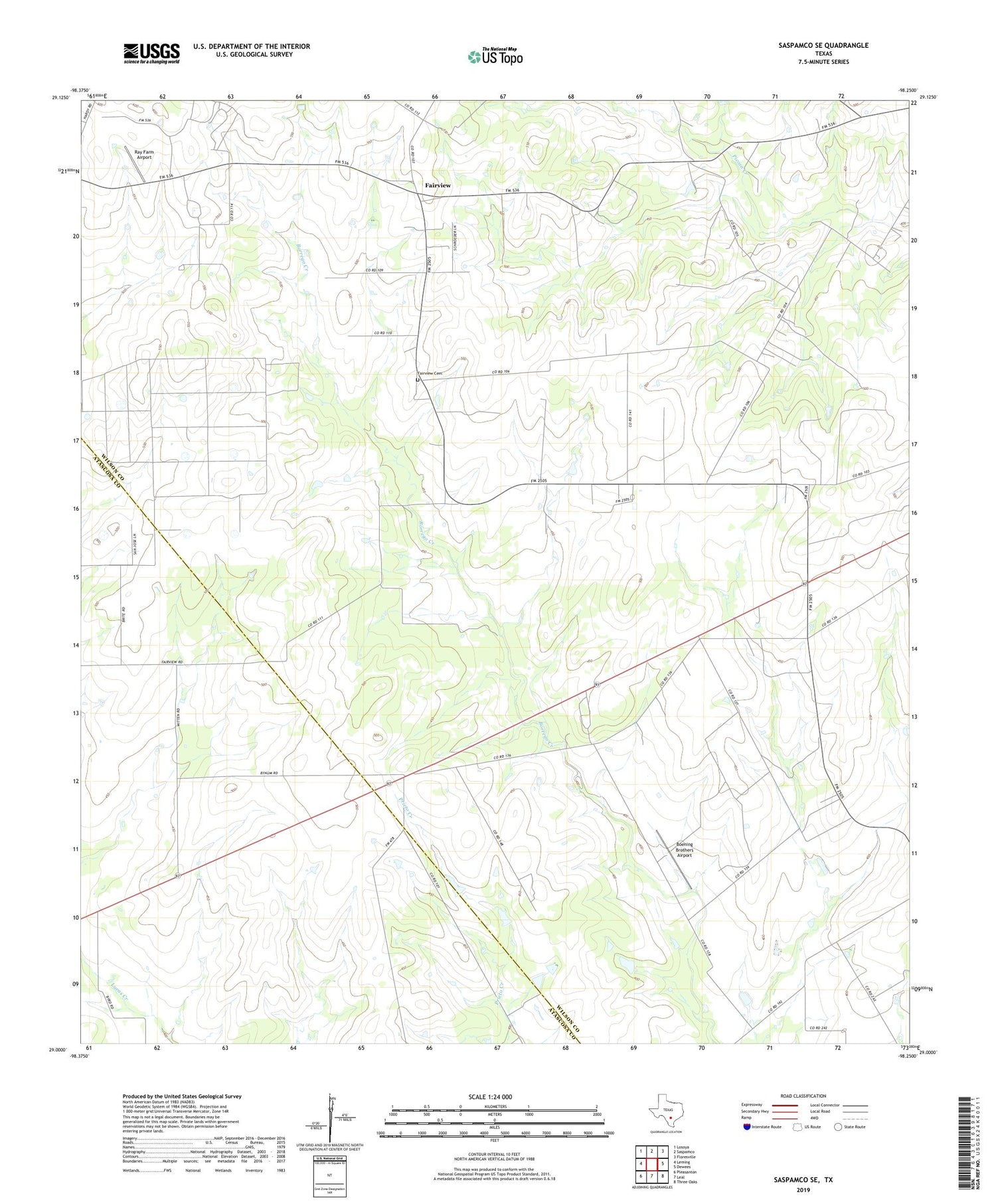 Saspamco SE Texas US Topo Map Image