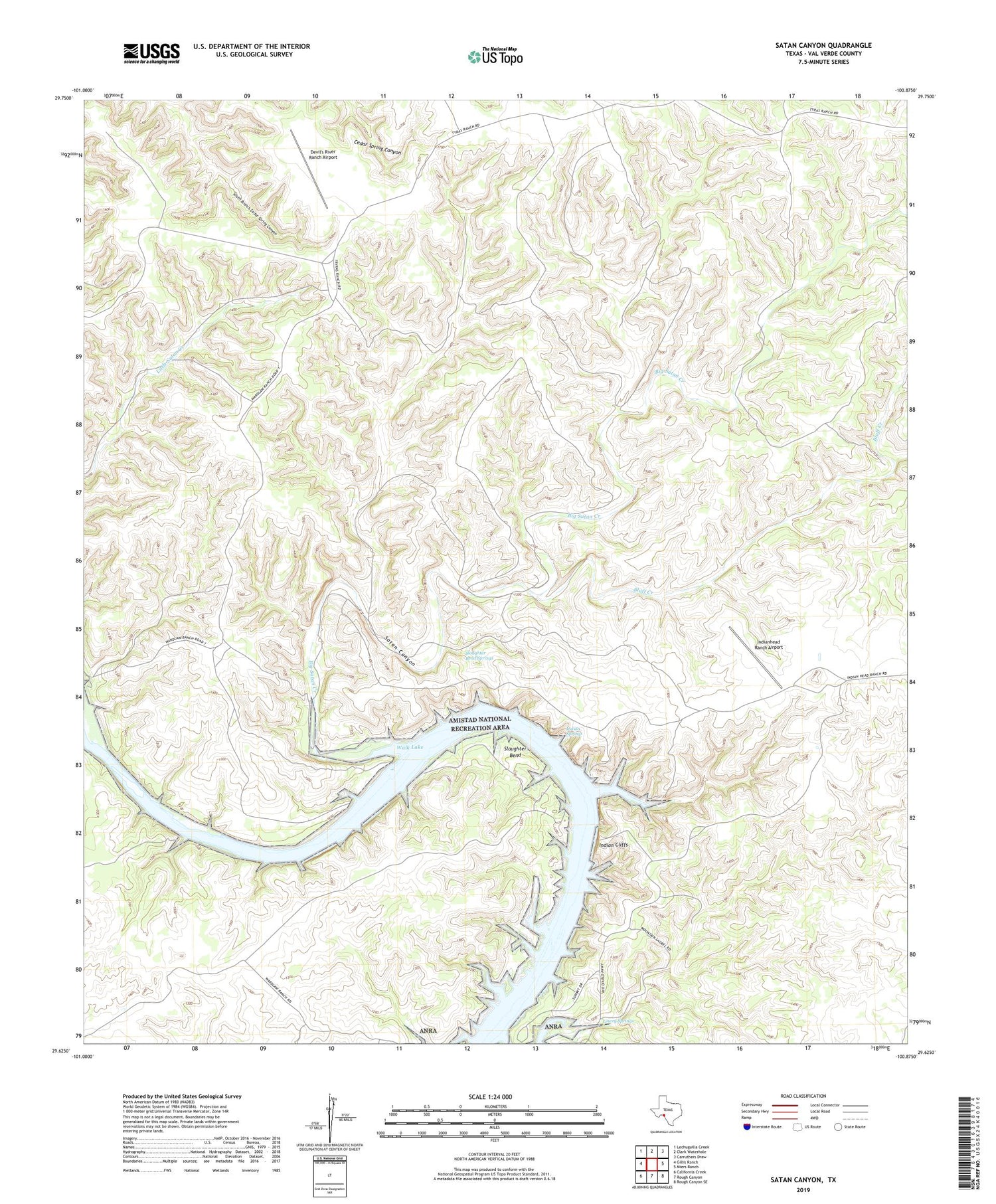 Satan Canyon Texas US Topo Map Image