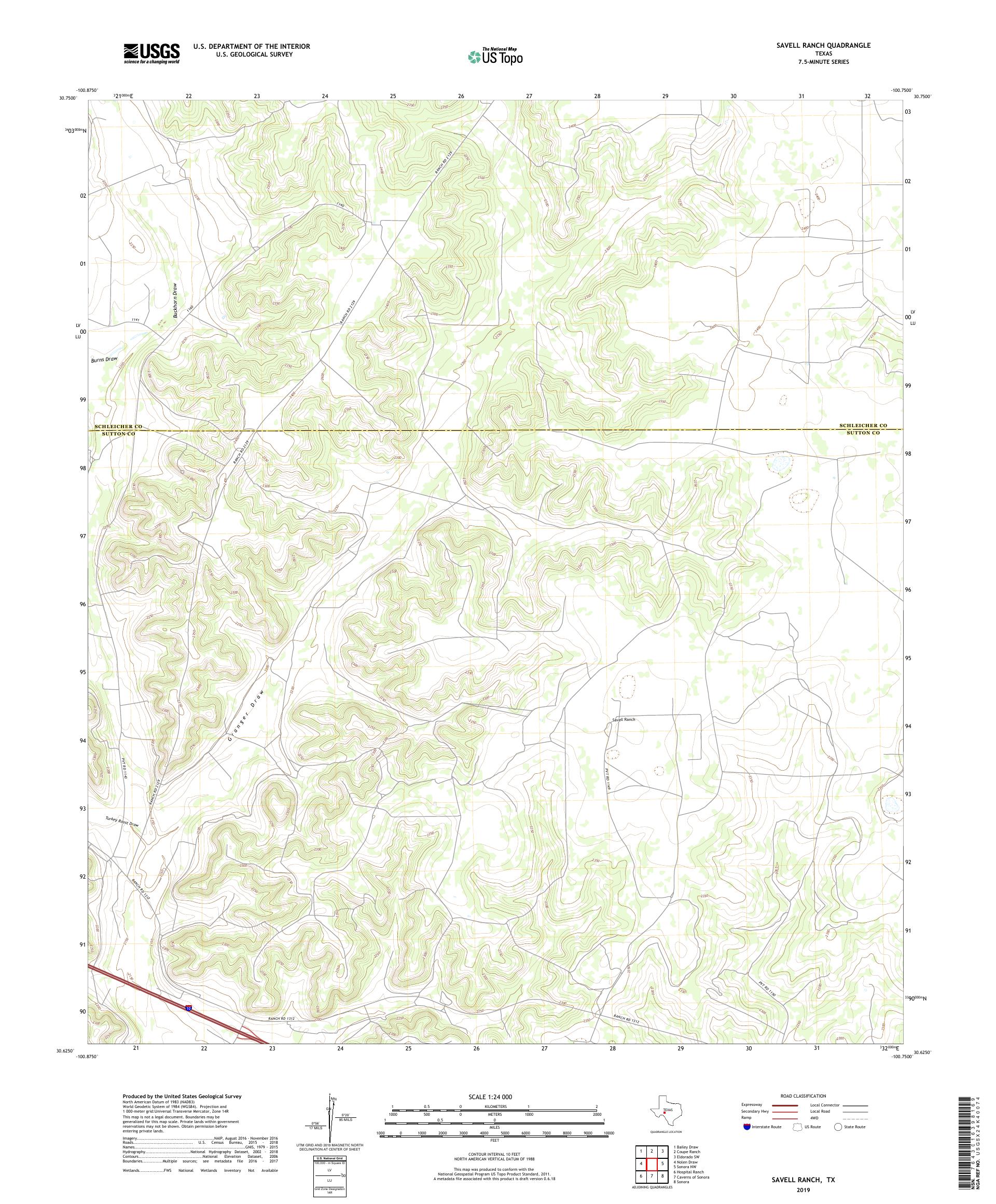 Savell Ranch Texas US Topo Map – MyTopo Map Store