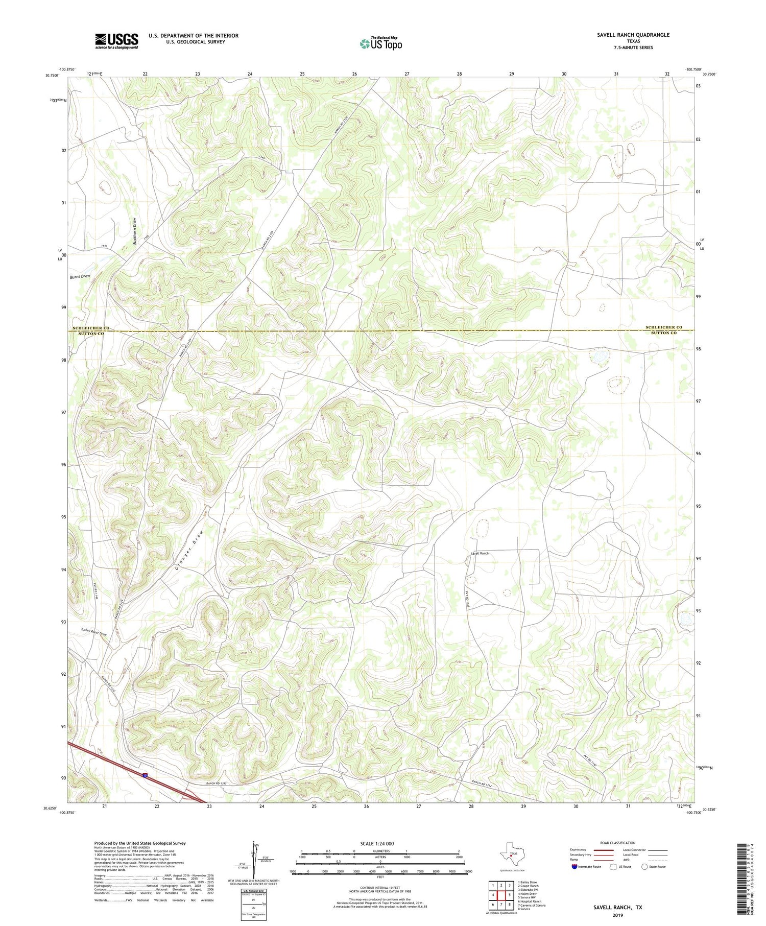 Savell Ranch Texas US Topo Map Image