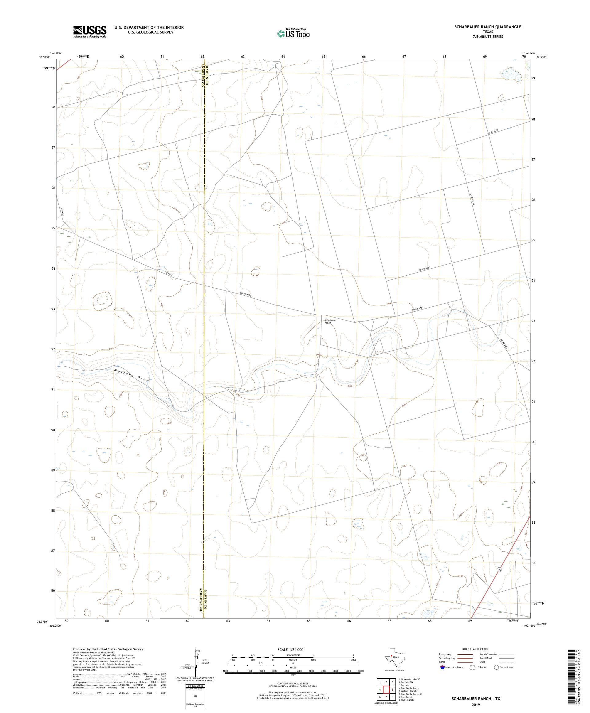 Scharbauer Ranch Texas US Topo Map – MyTopo Map Store