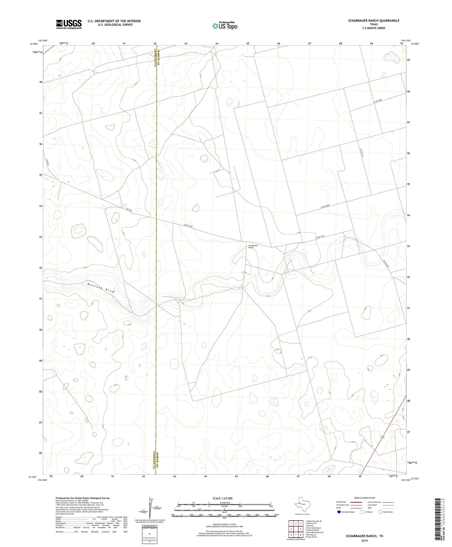 Scharbauer Ranch Texas US Topo Map Image