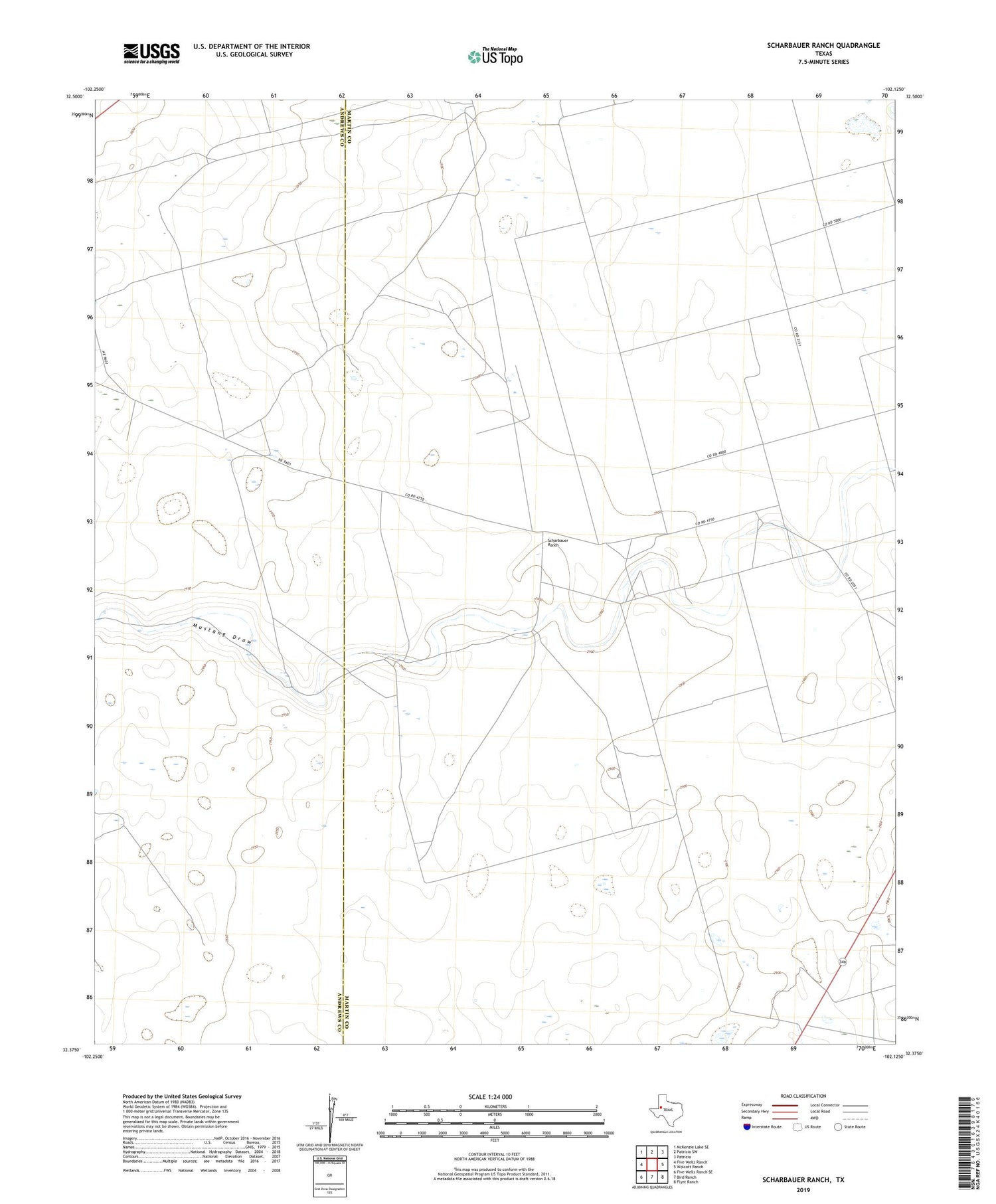 Scharbauer Ranch Texas US Topo Map Image