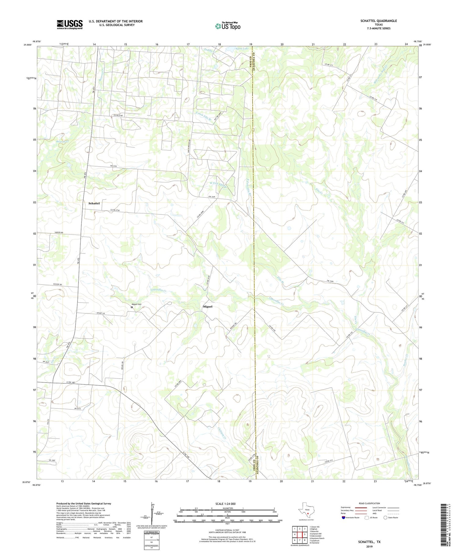 Schattel Texas US Topo Map Image