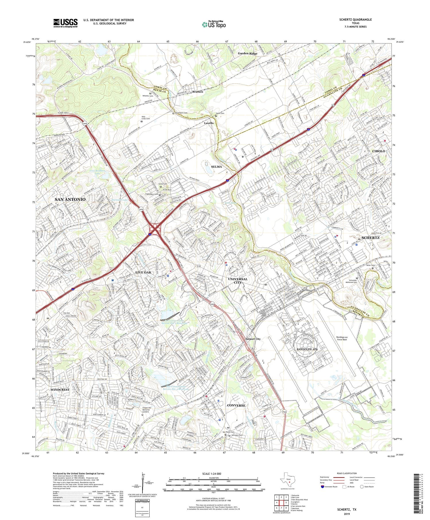 Schertz Texas US Topo Map Image