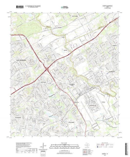 Schertz Texas US Topo Map Image