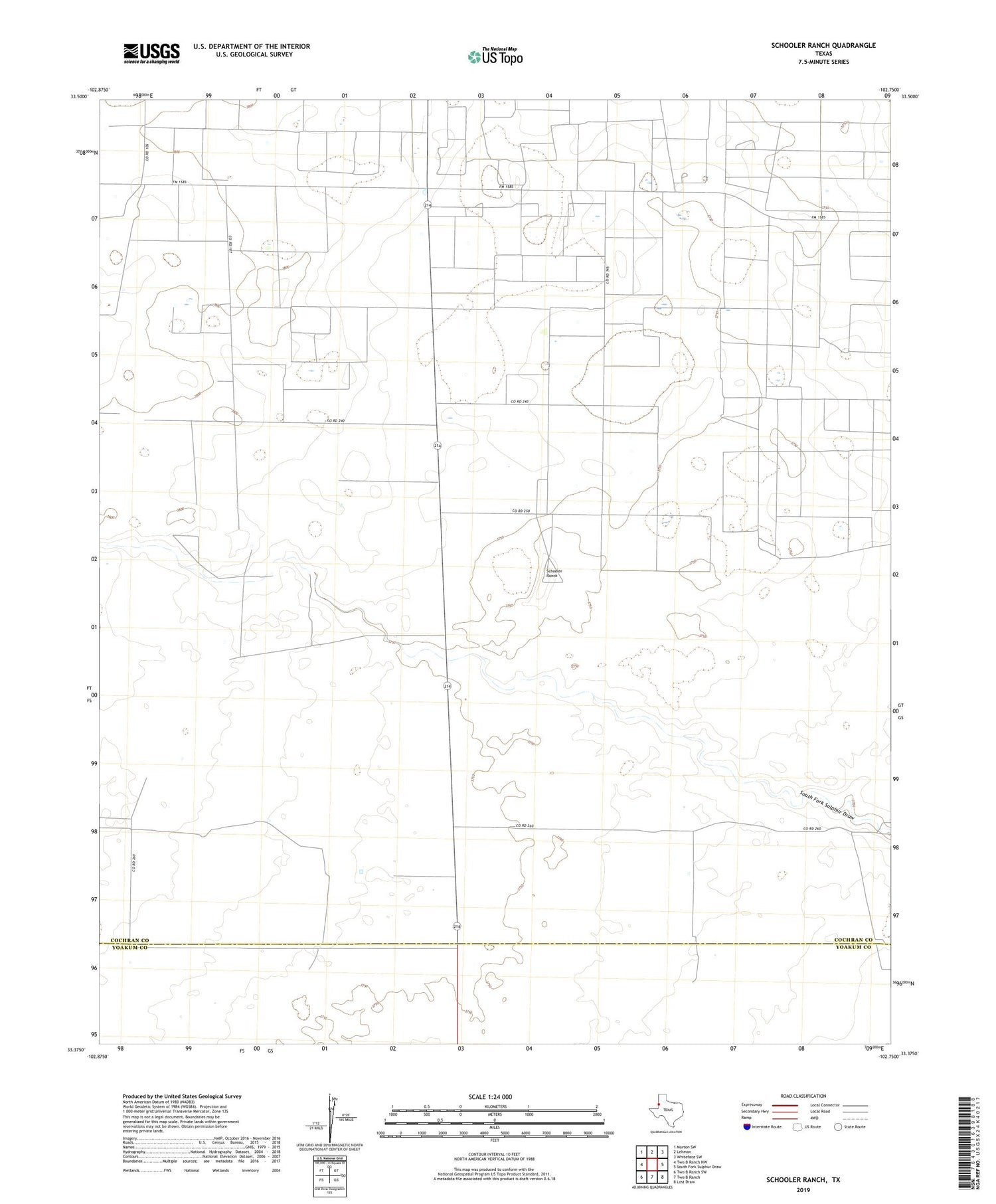 Schooler Ranch Texas US Topo Map Image