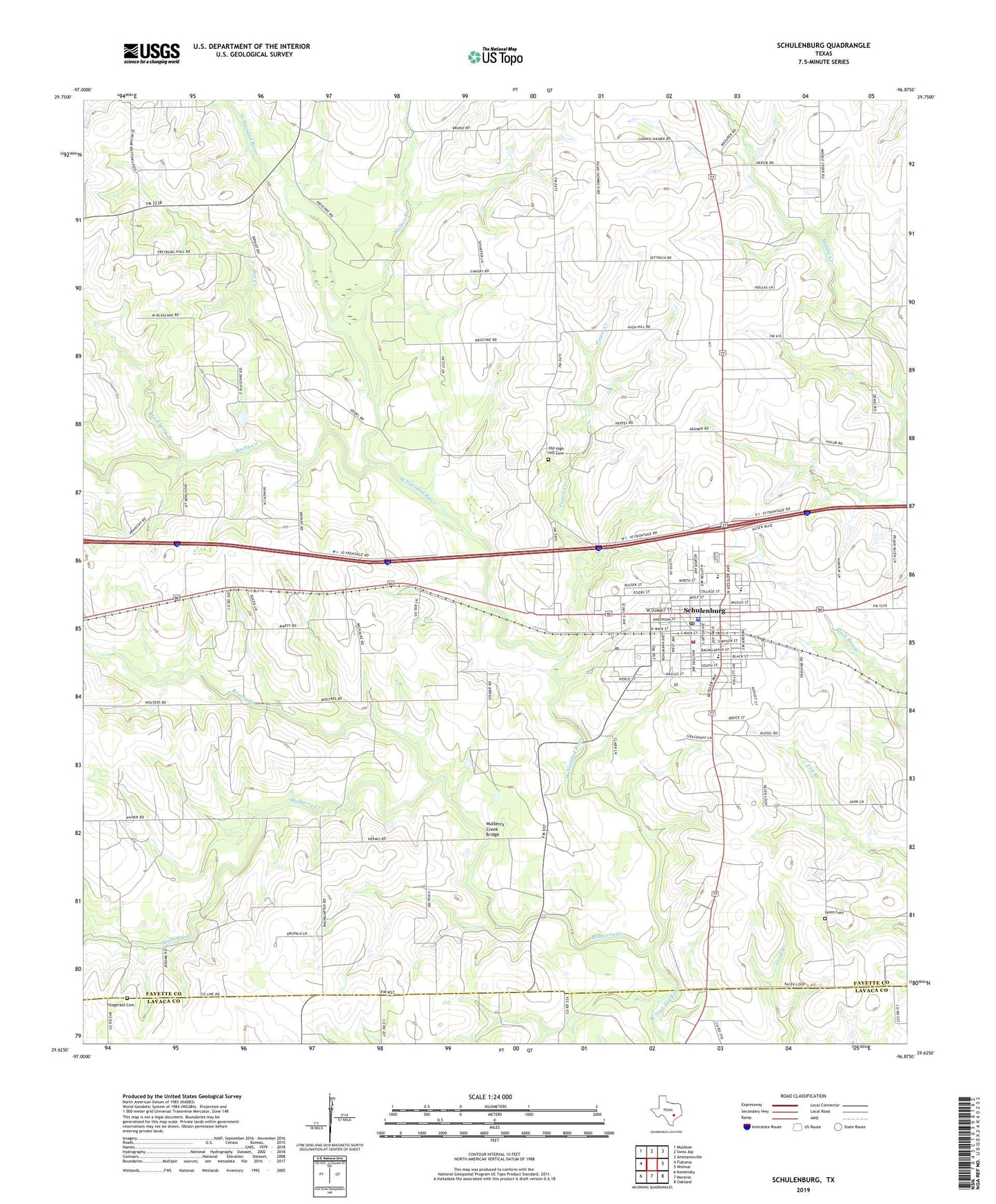 Schulenburg Texas US Topo Map Image