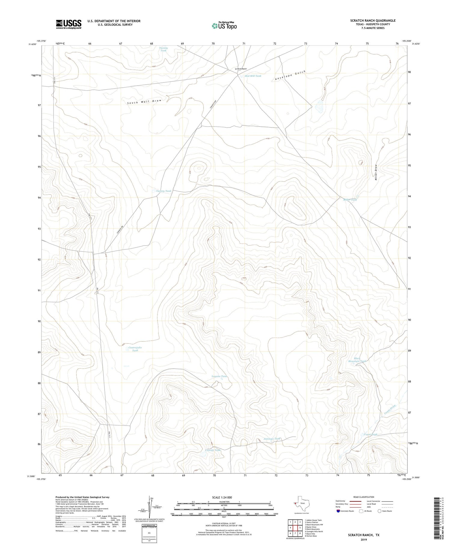 Scratch Ranch Texas US Topo Map Image