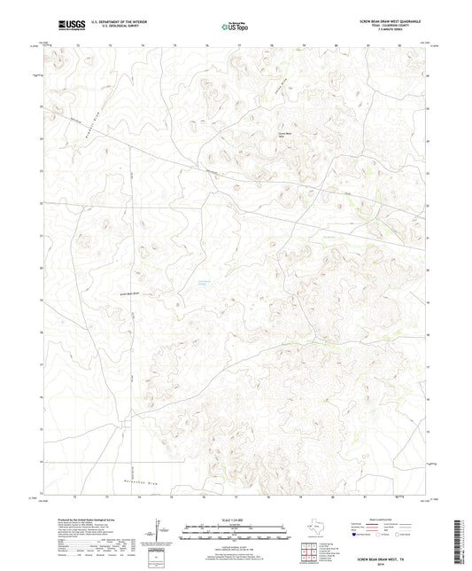 Screw Bean Draw West Texas US Topo Map Image