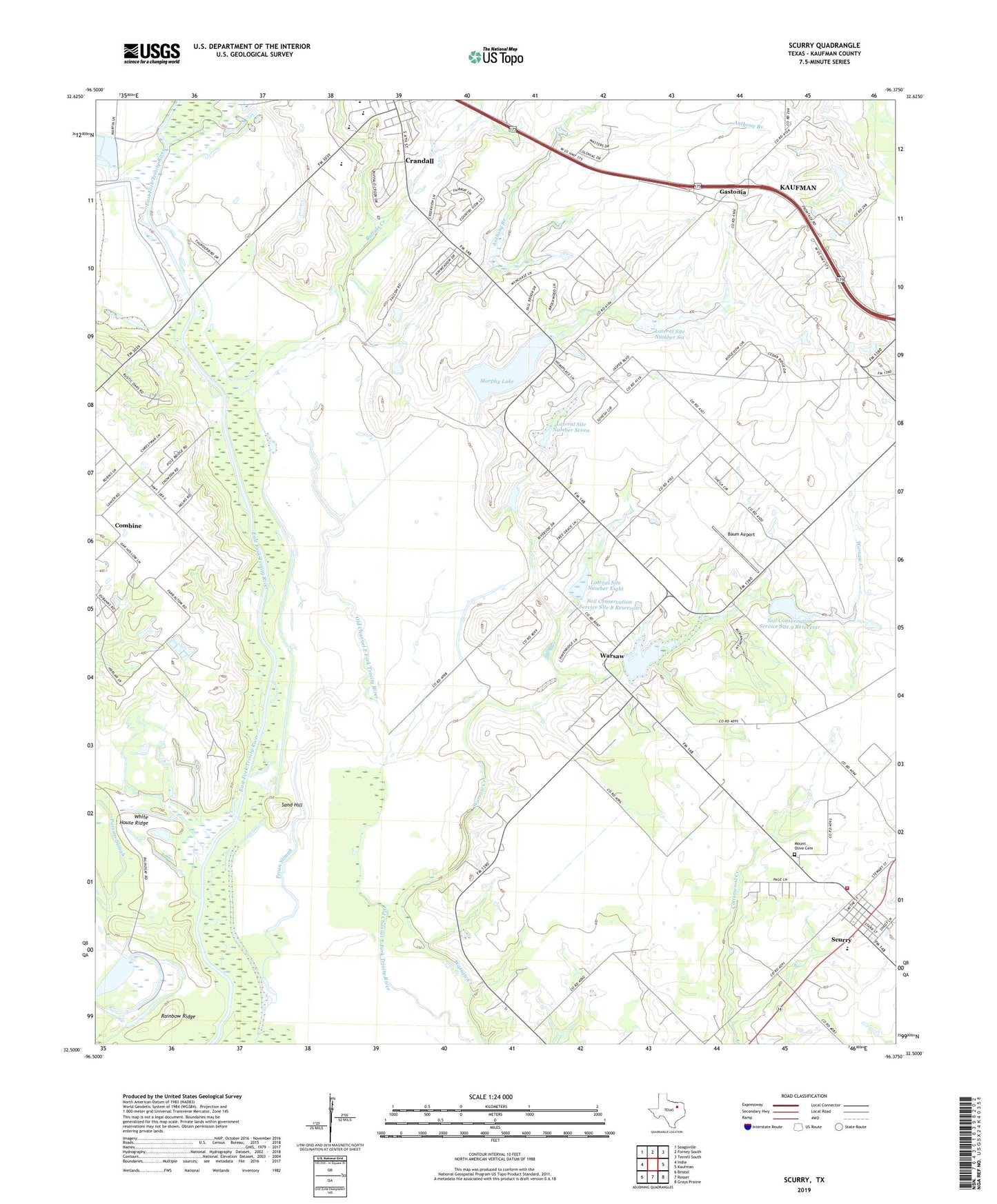 Scurry Texas US Topo Map Image