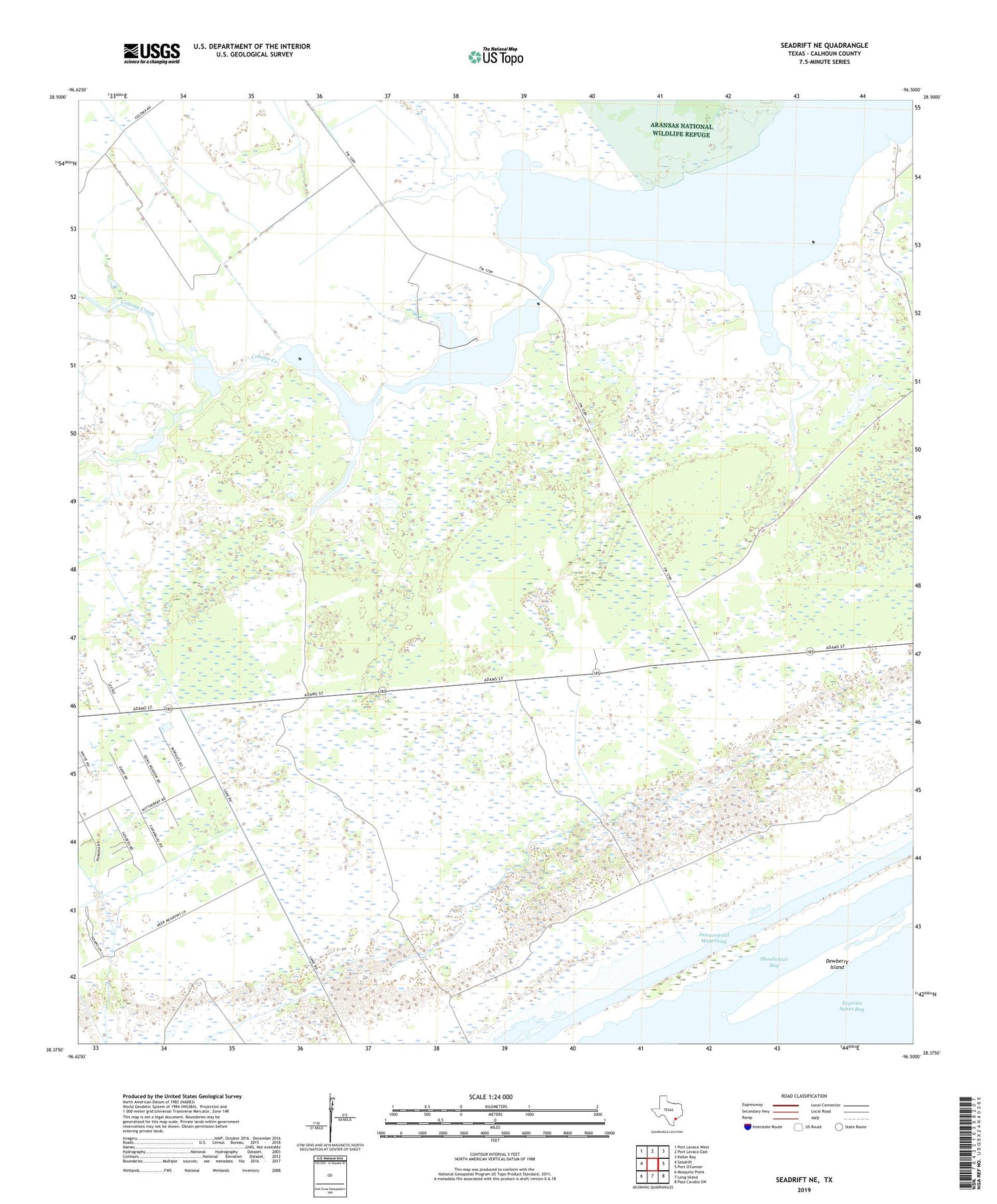 Seadrift NE Texas US Topo Map Image