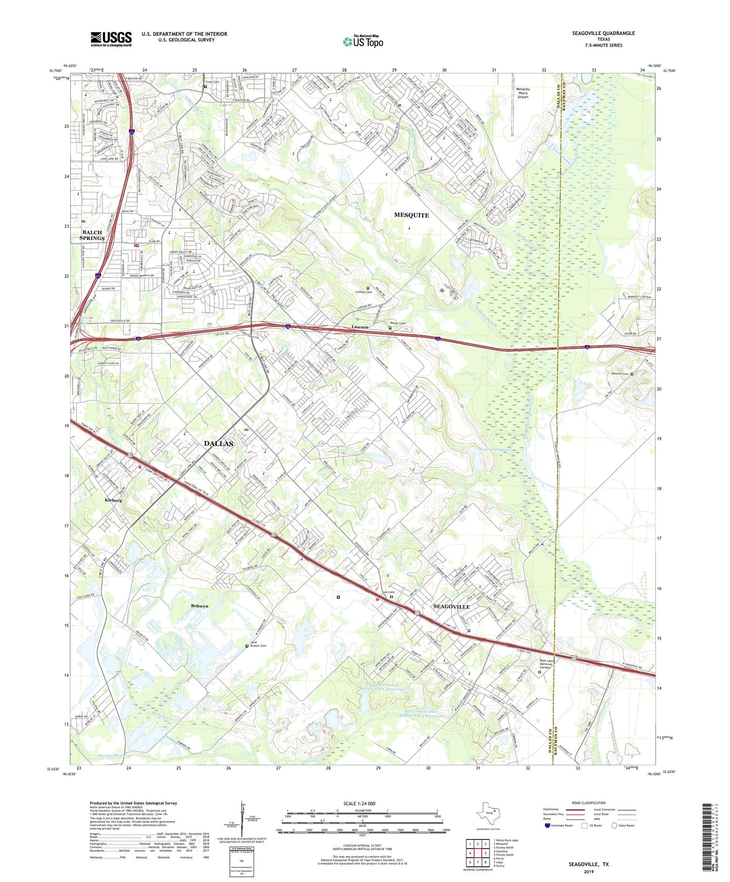 Seagoville Texas US Topo Map Image