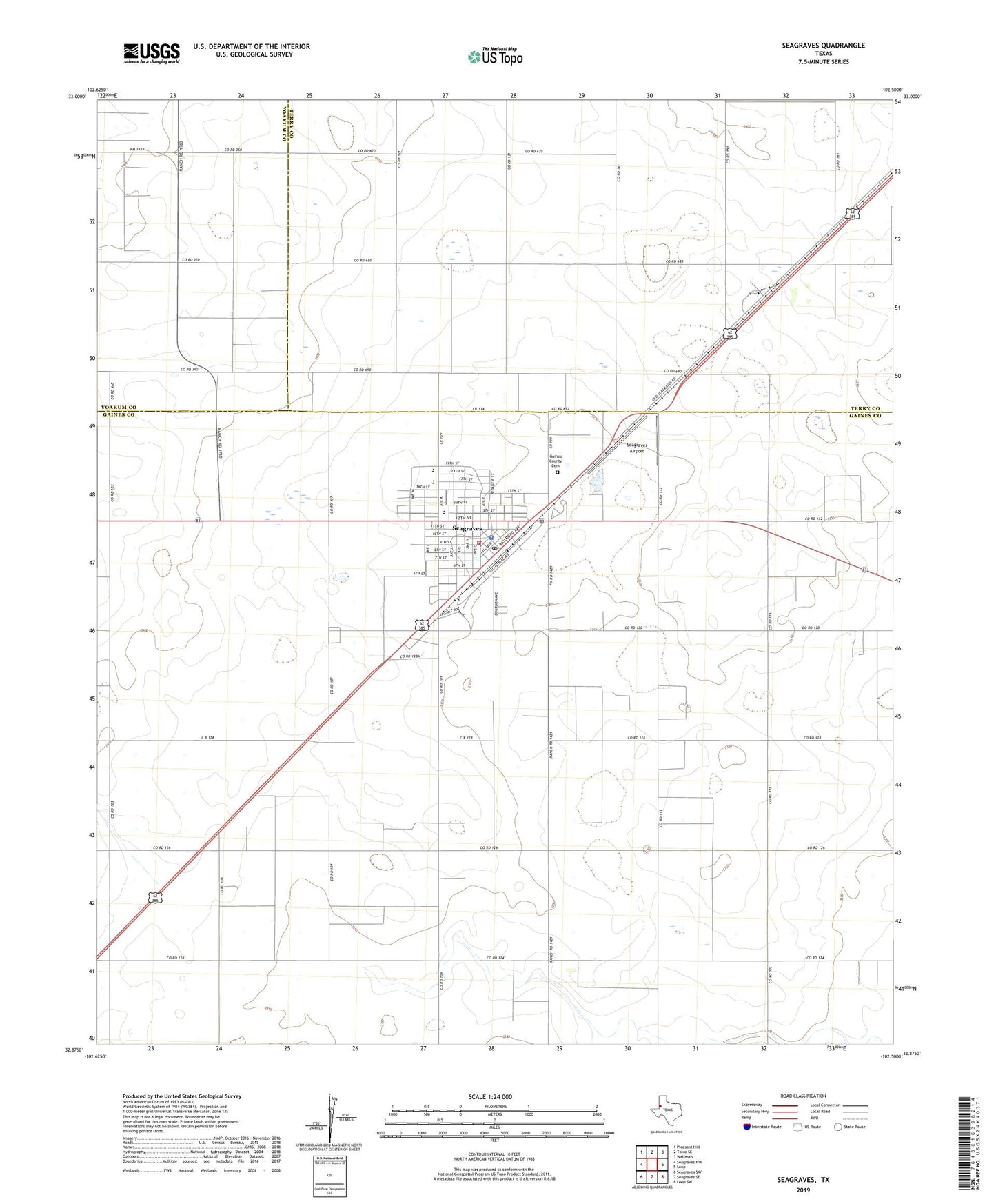 Seagraves Texas US Topo Map Image