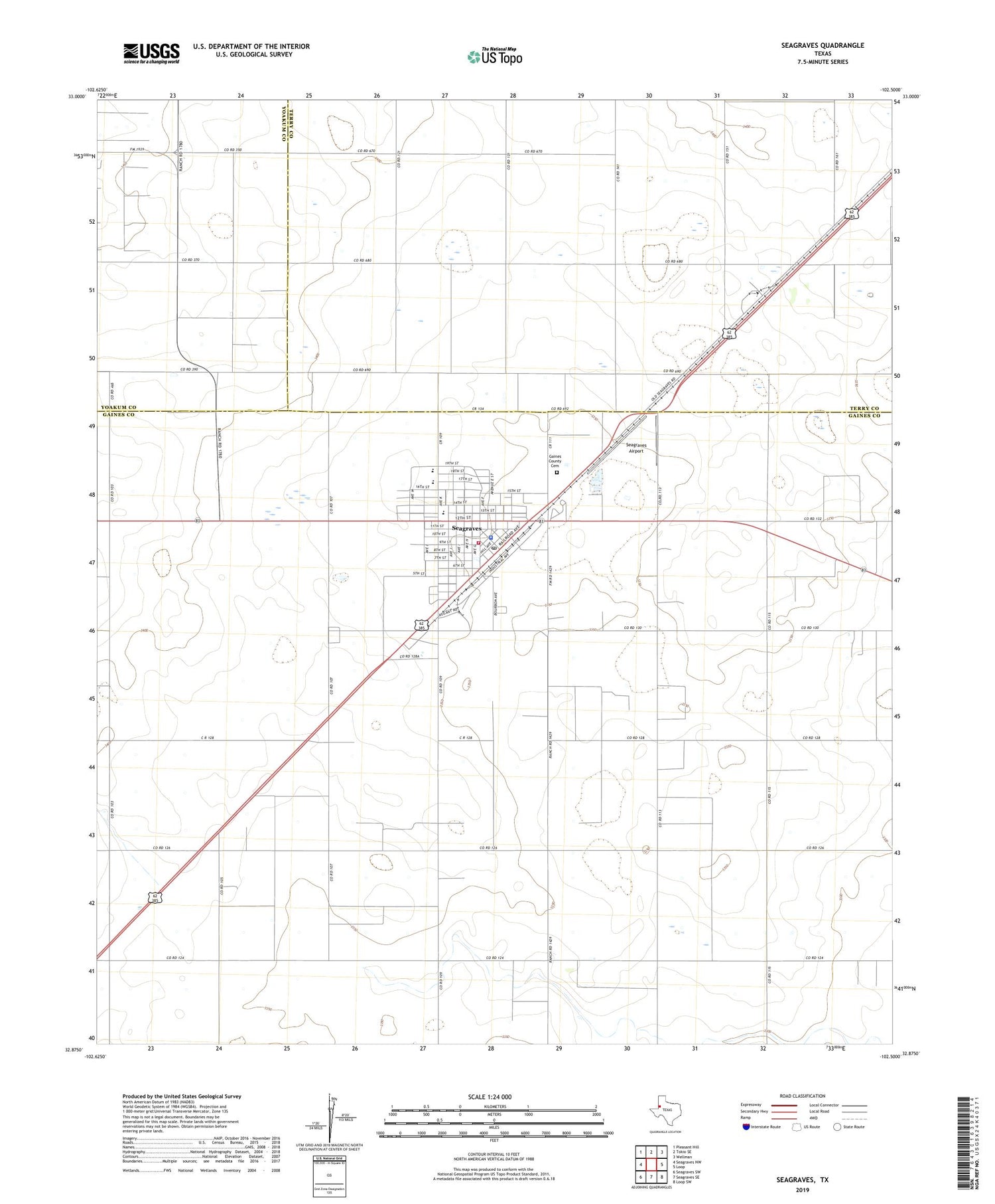 Seagraves Texas US Topo Map Image