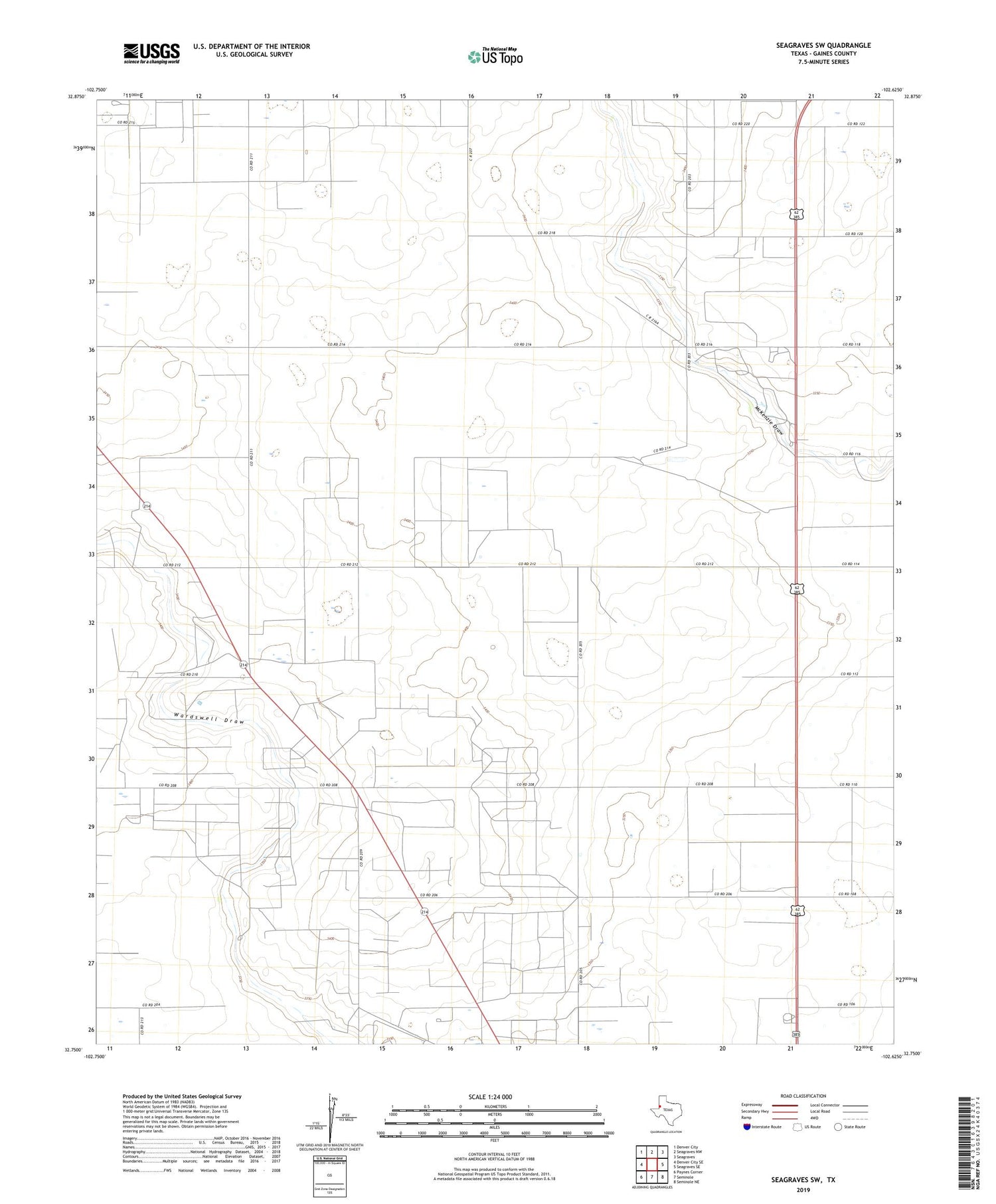 Seagraves SW Texas US Topo Map Image