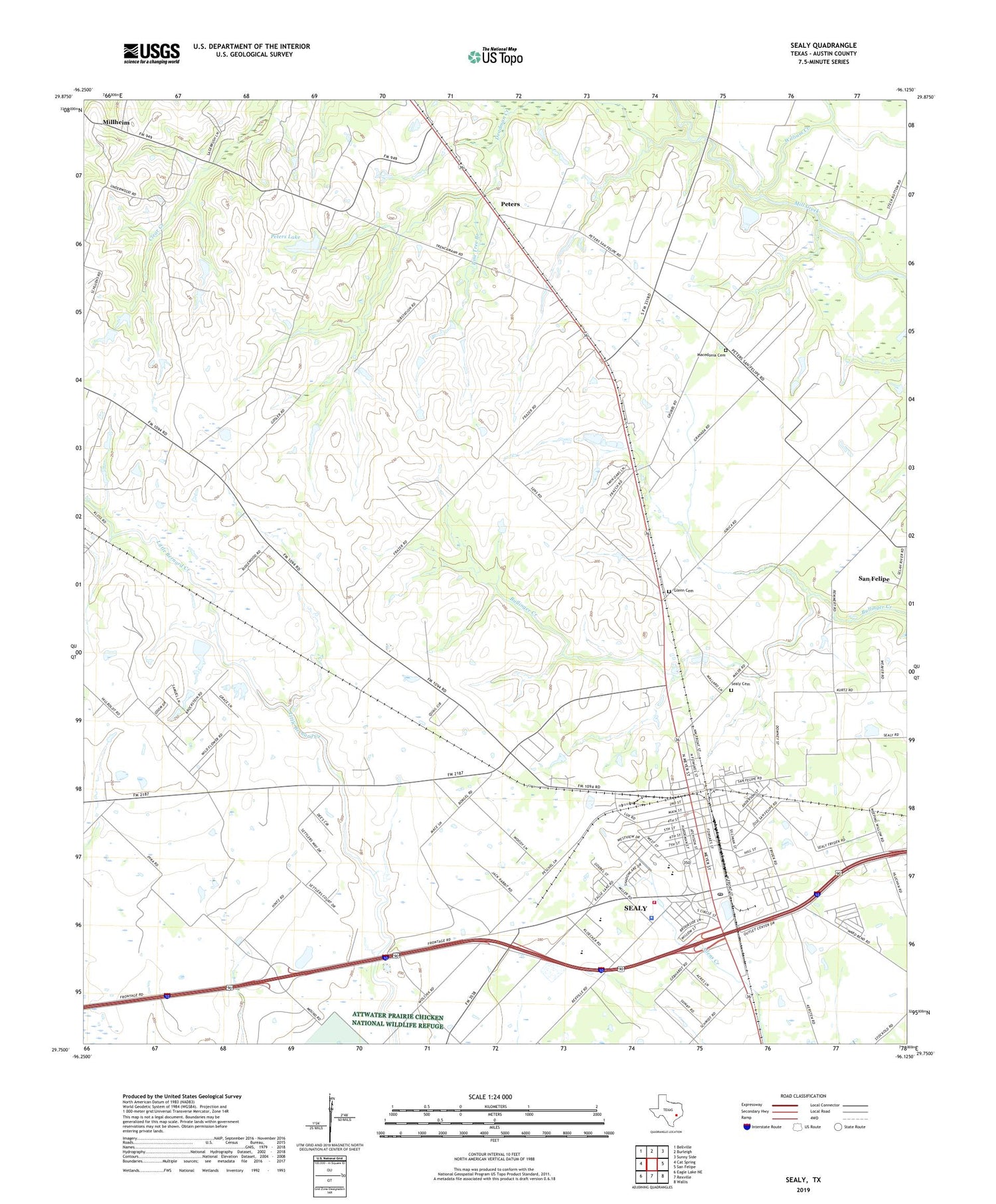 Sealy Texas US Topo Map Image