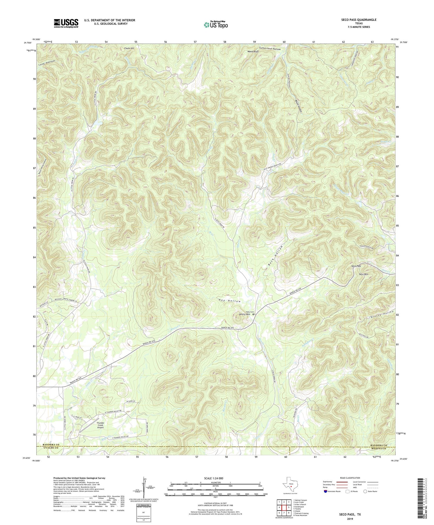 Seco Pass Texas US Topo Map Image