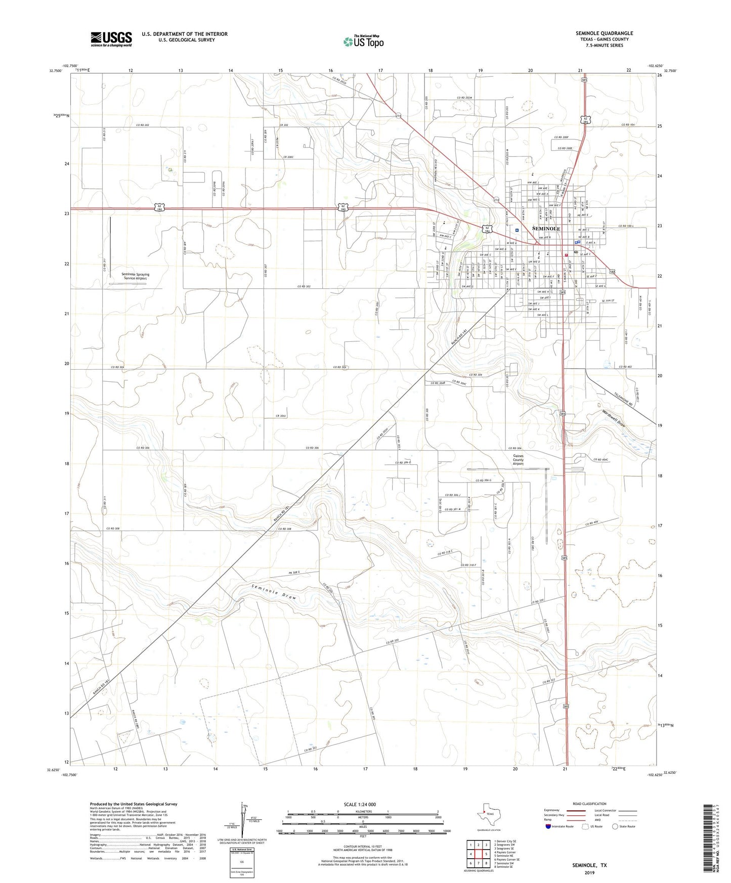 Seminole Texas US Topo Map Image