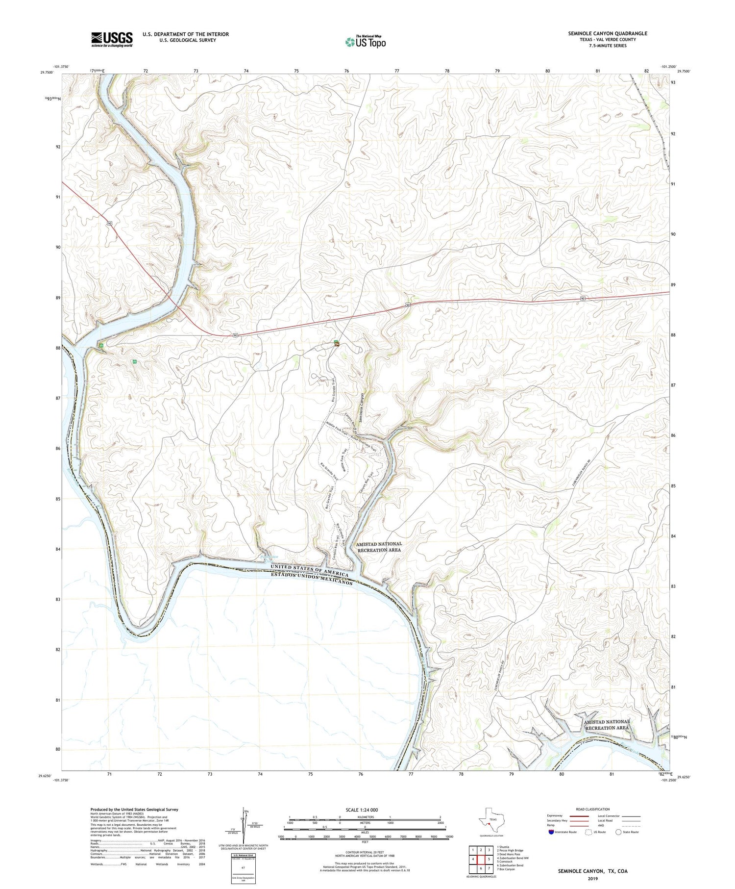 Seminole Canyon Texas US Topo Map Image