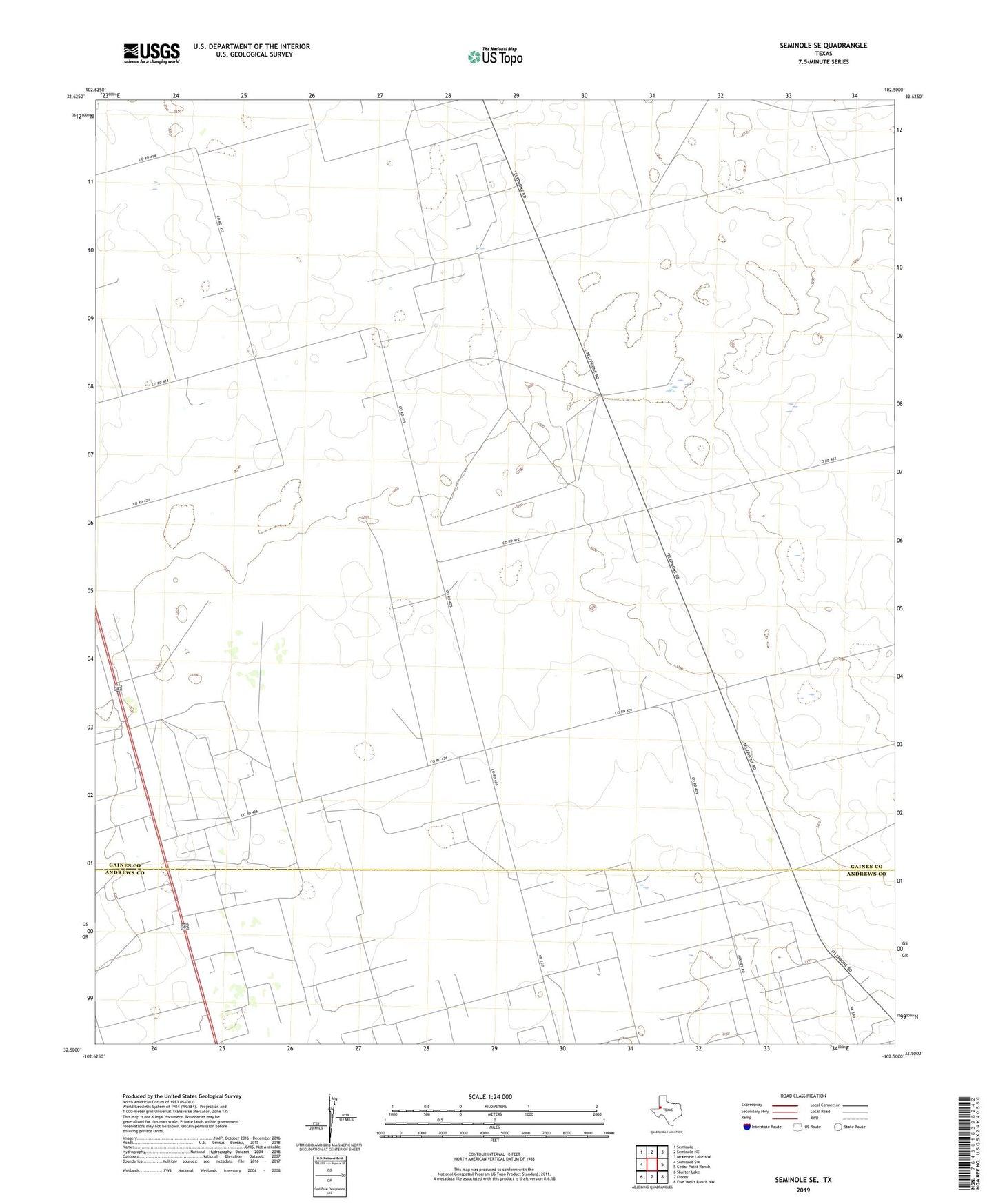 Seminole SE Texas US Topo Map Image