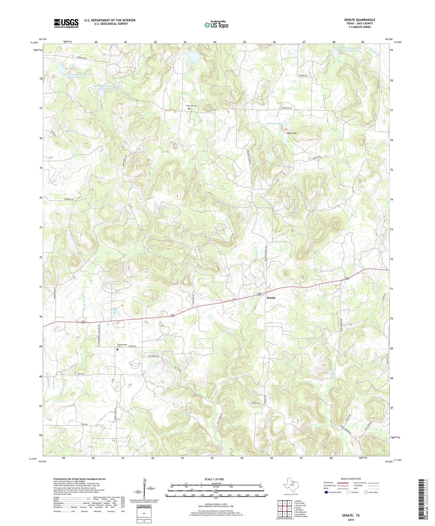 Senate Texas US Topo Map Image