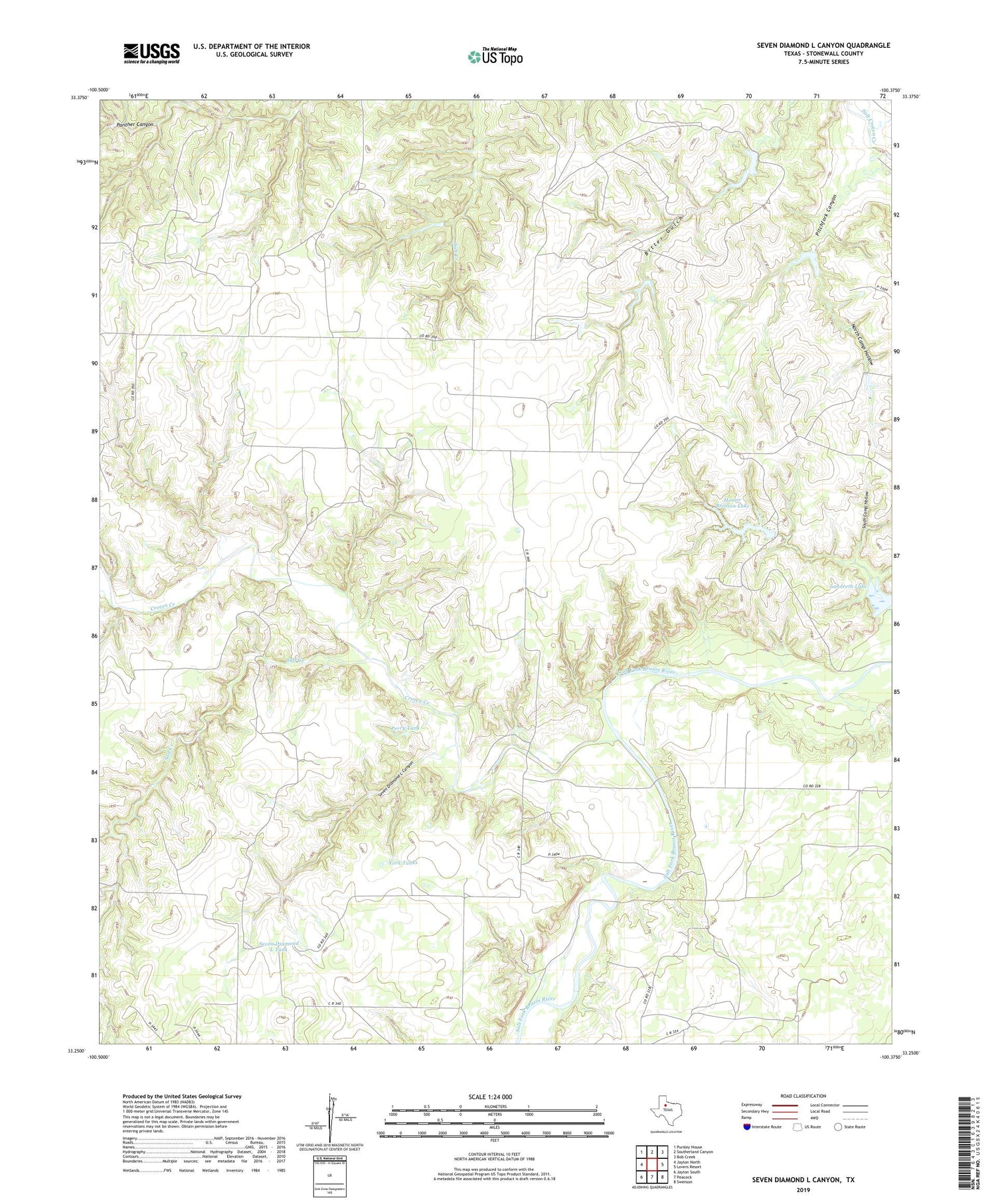 Seven Diamond L Canyon Texas US Topo Map Image