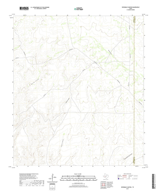 Sevenmile Canyon Texas US Topo Map Image