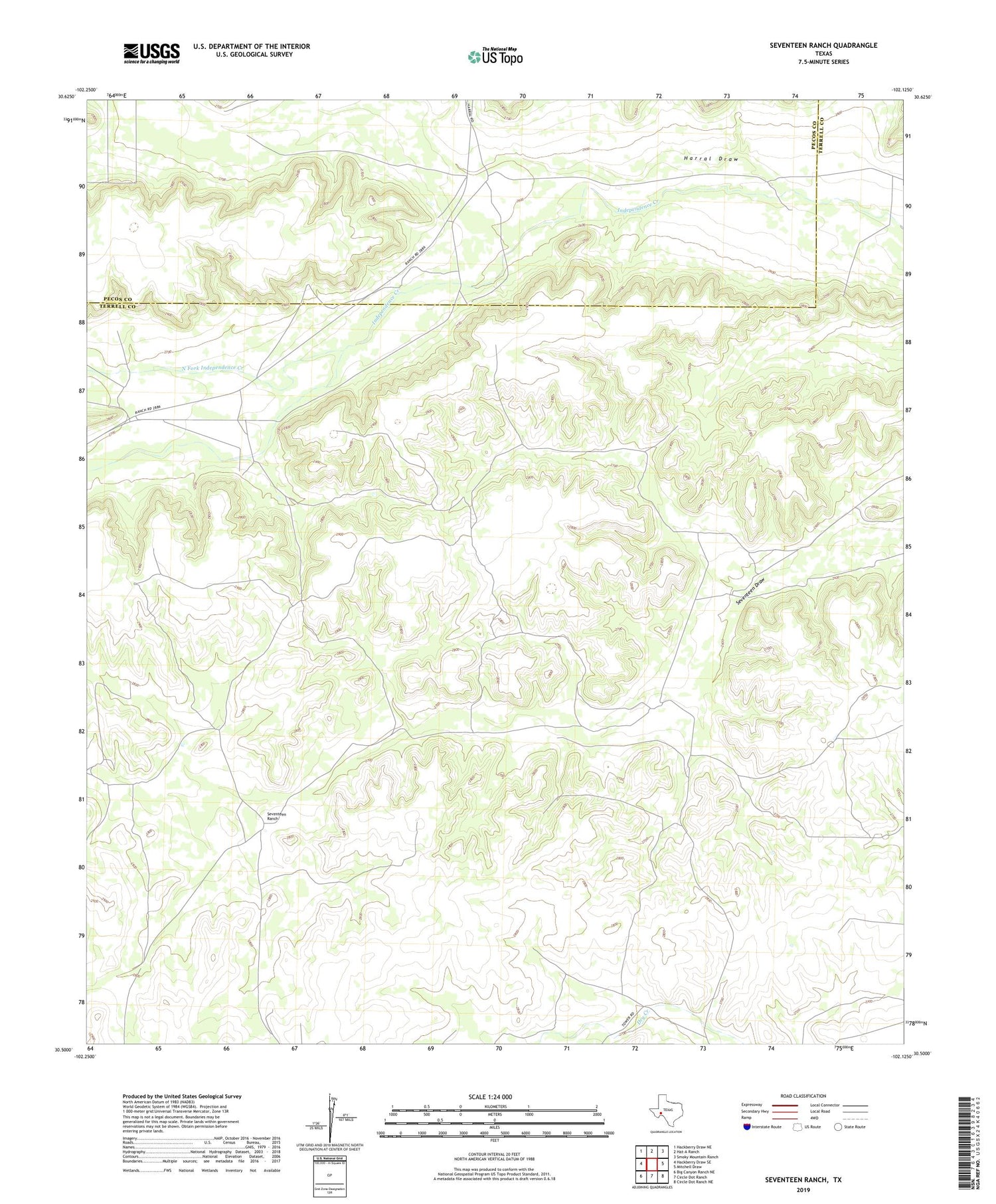 Seventeen Ranch Texas US Topo Map Image