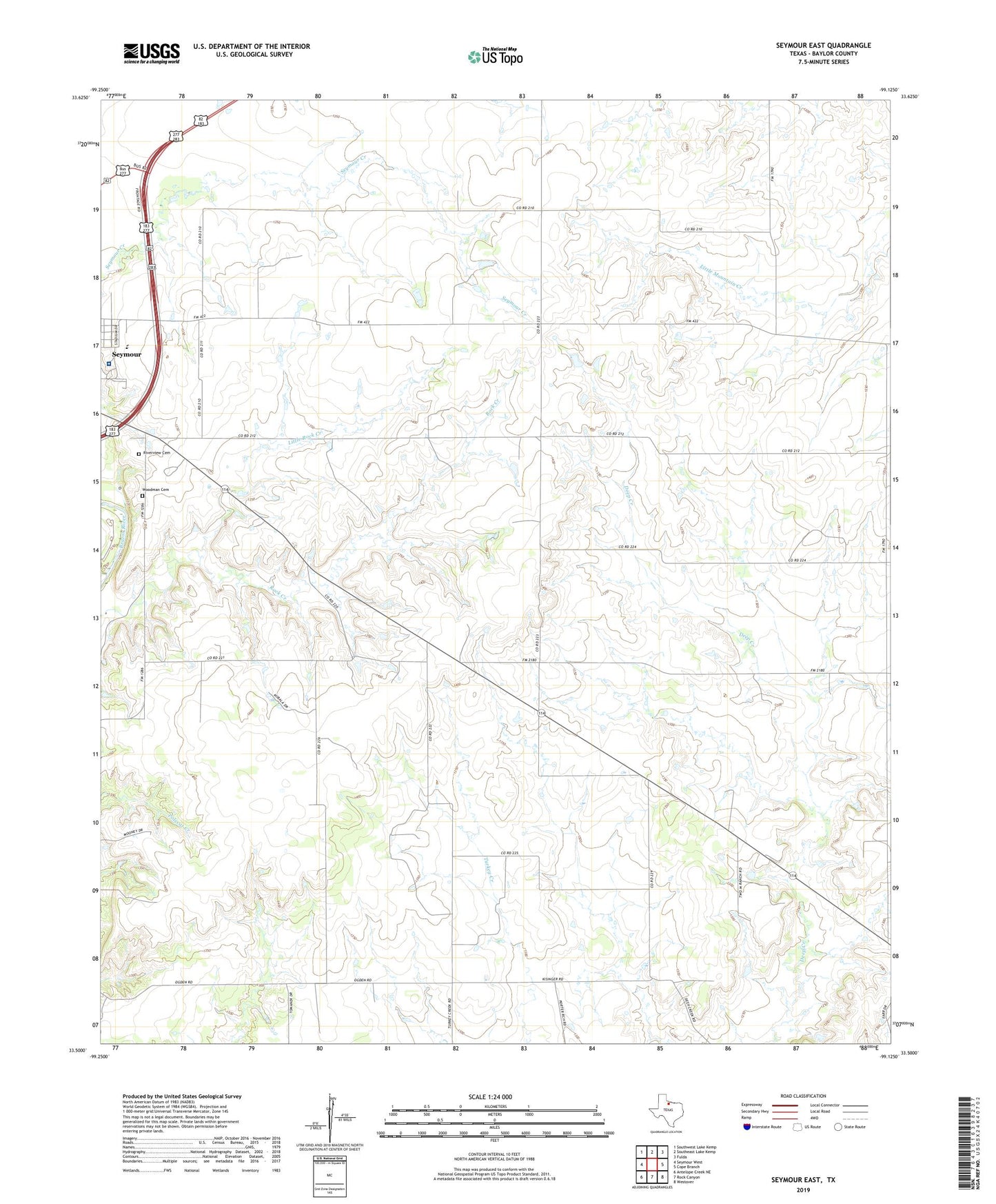 Seymour East Texas US Topo Map Image