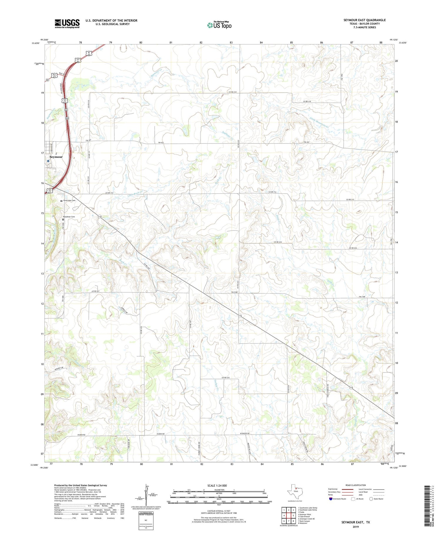Seymour East Texas US Topo Map Image