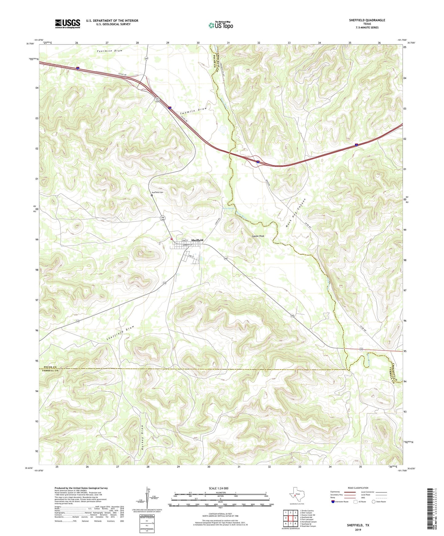 Sheffield Texas US Topo Map Image
