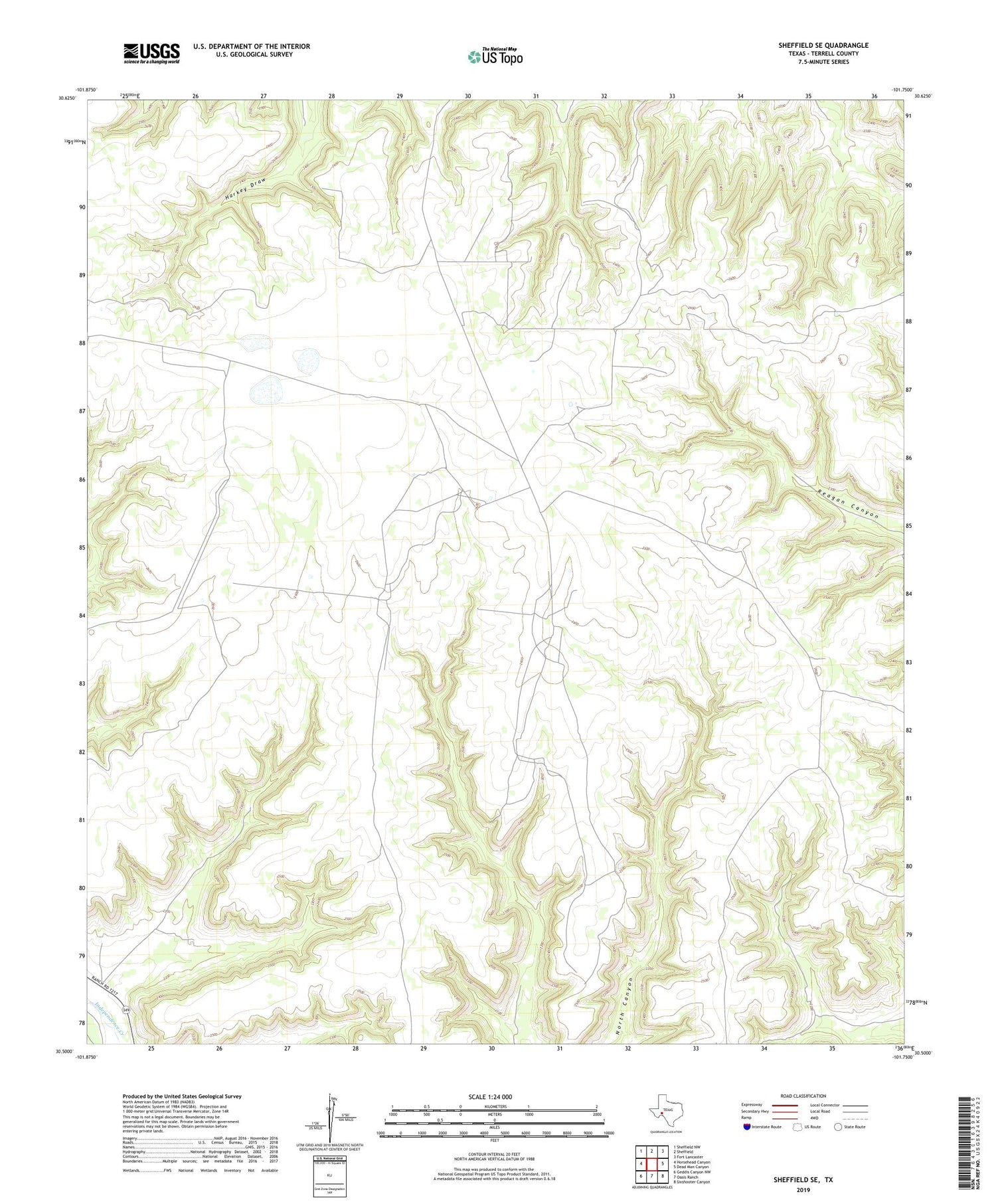 Sheffield SE Texas US Topo Map Image