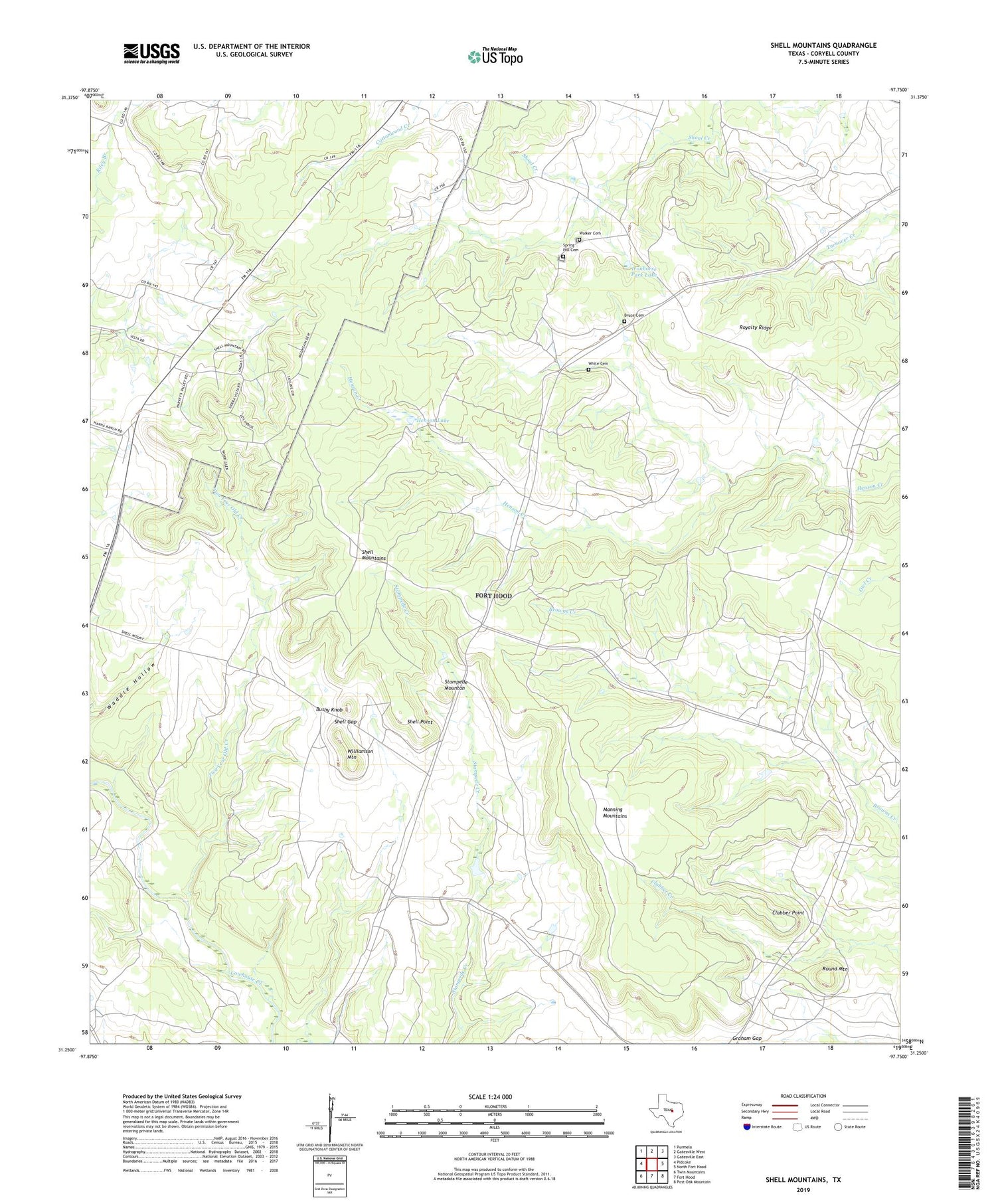Shell Mountains Texas US Topo Map Image