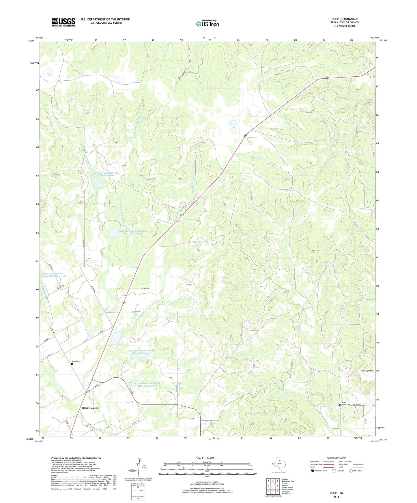 Shep Texas US Topo Map Image
