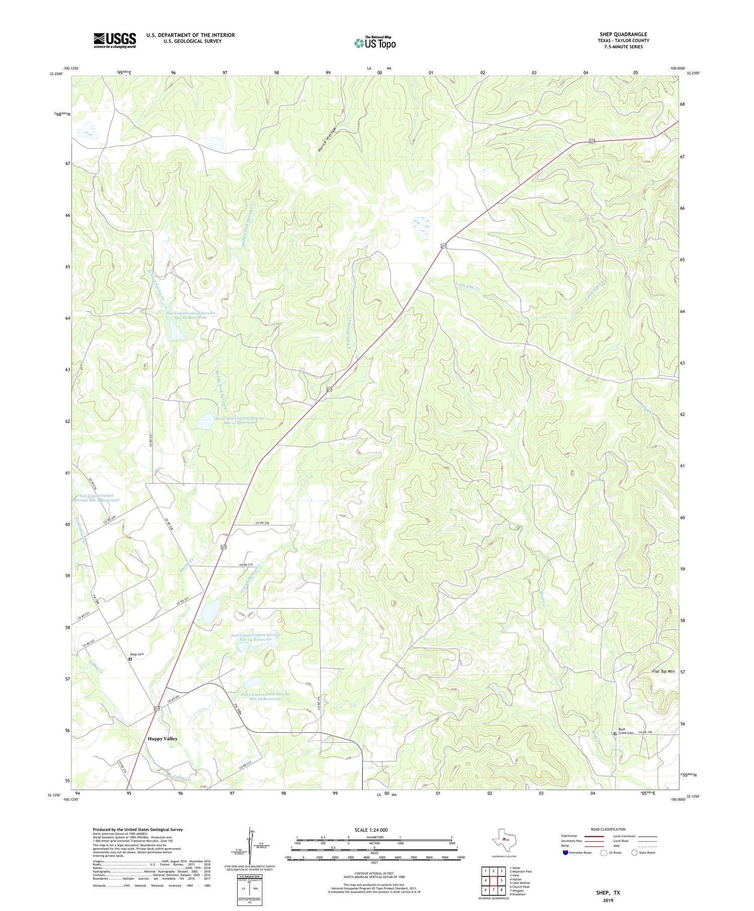 Shep Texas US Topo Map Image