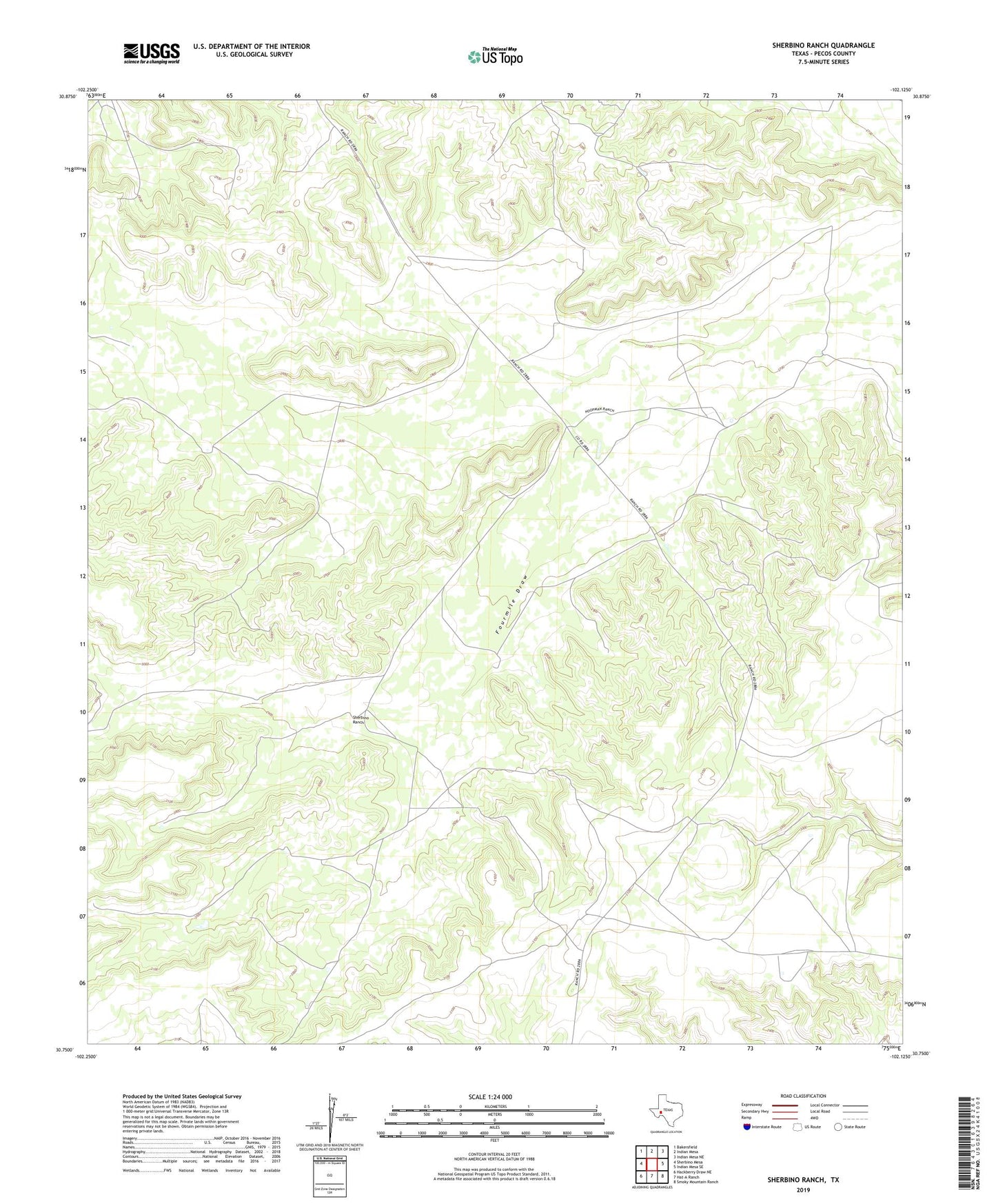Sherbino Ranch Texas US Topo Map Image