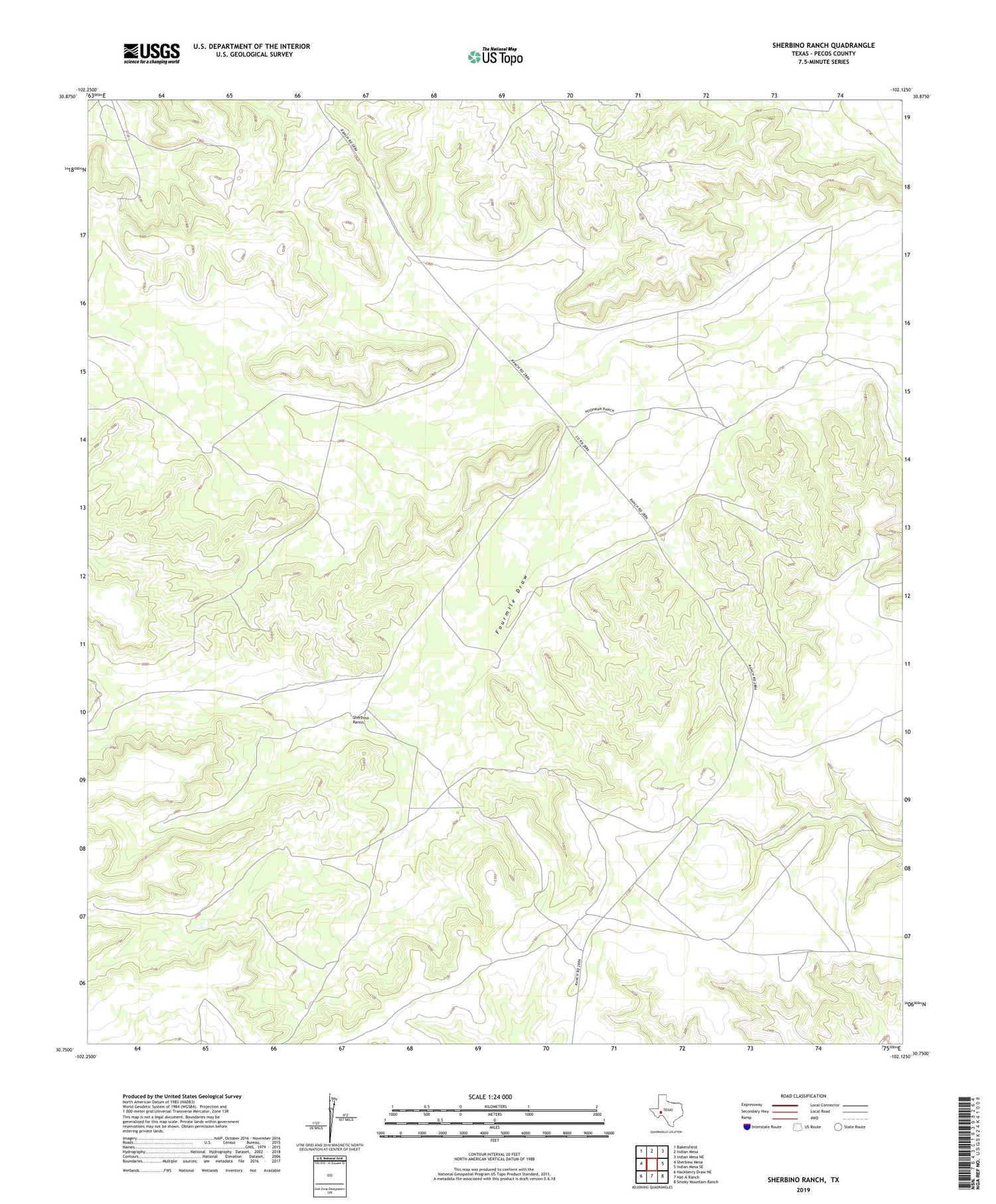 Sherbino Ranch Texas US Topo Map Image