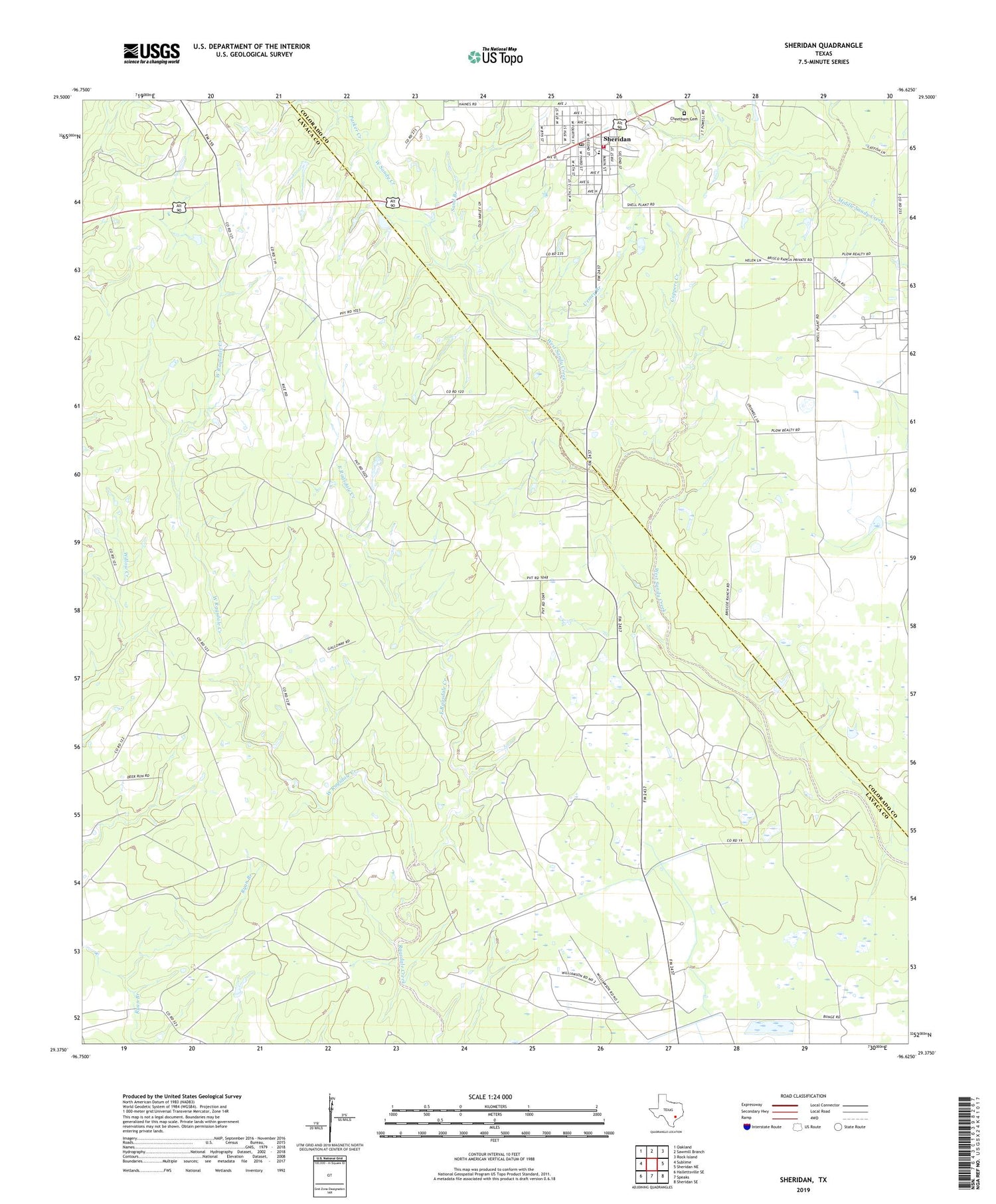 Sheridan Texas US Topo Map Image