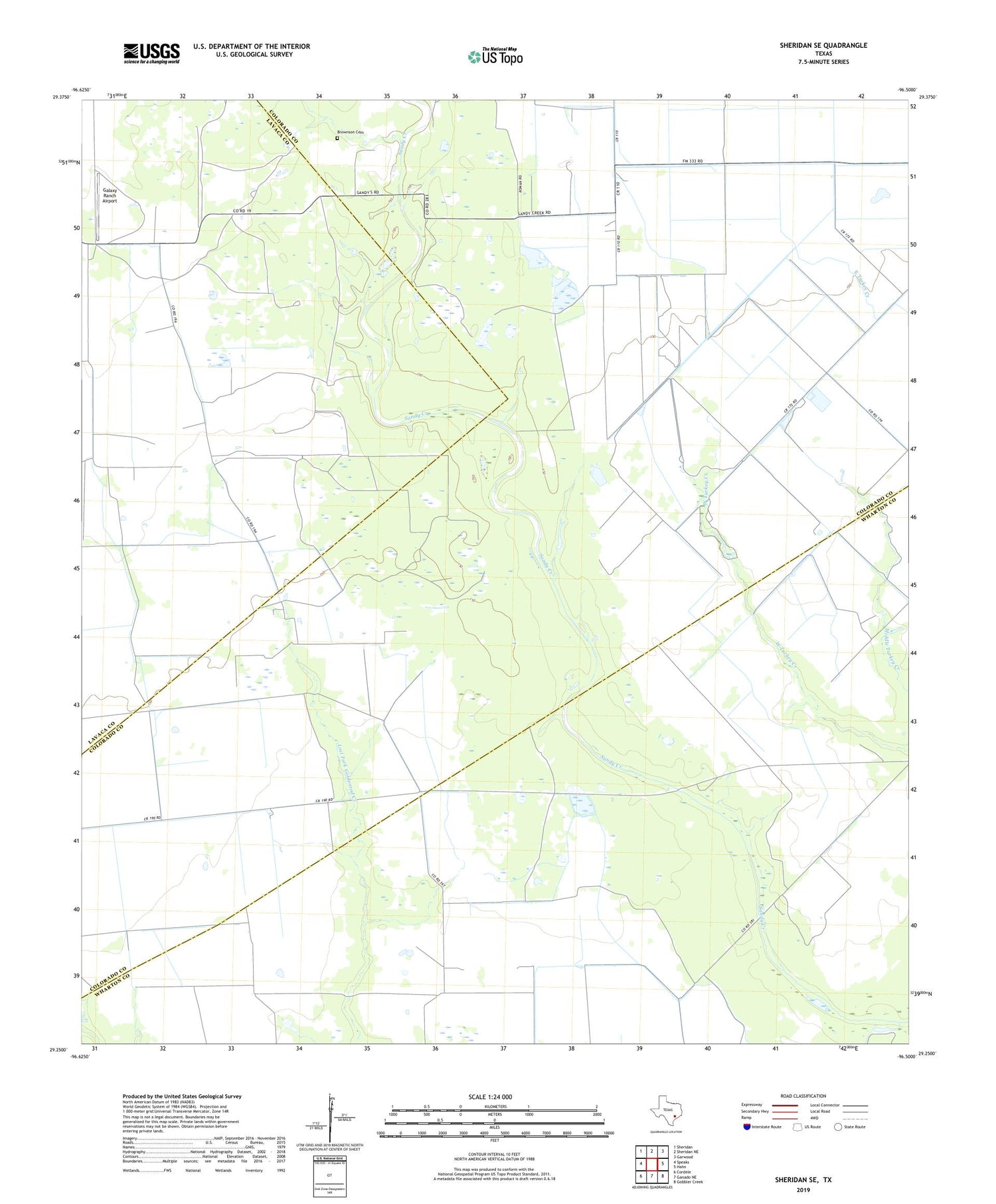 Sheridan SE Texas US Topo Map Image