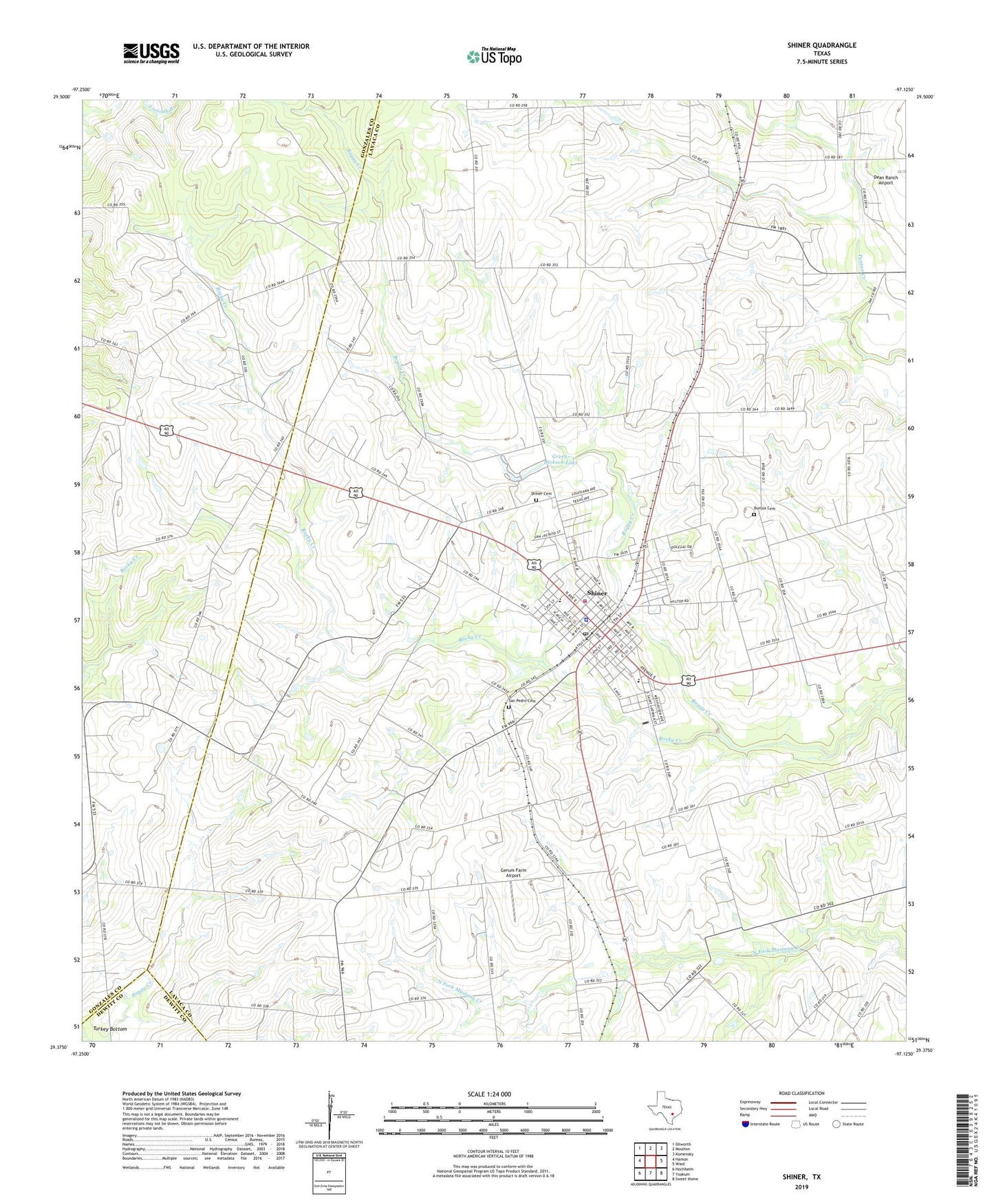 Shiner Texas US Topo Map Image