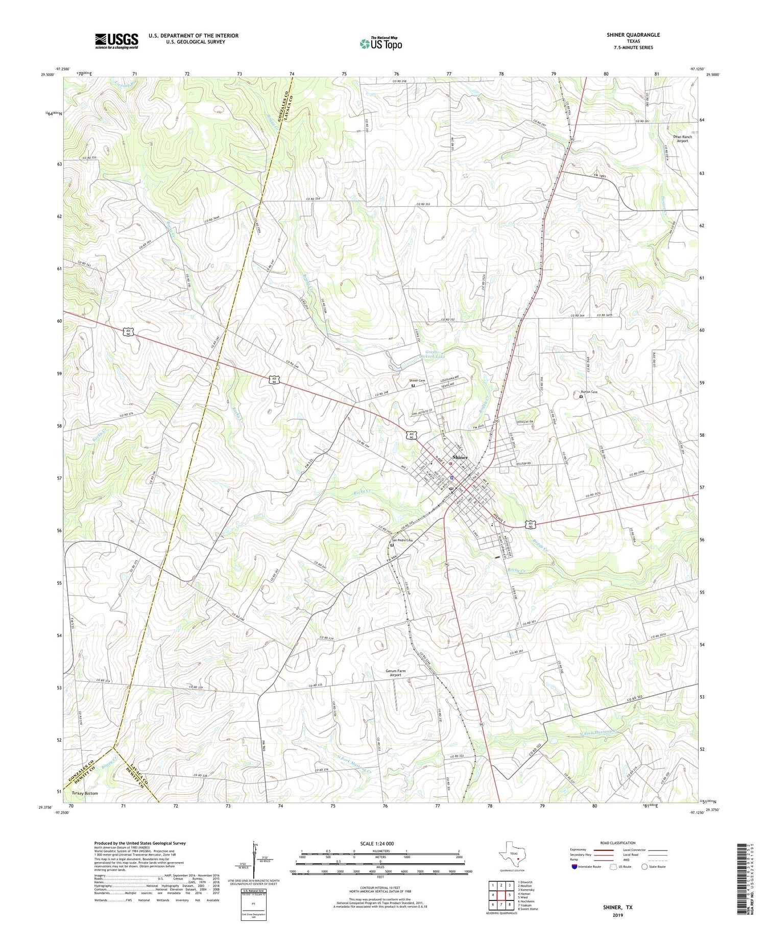 Shiner Texas US Topo Map Image