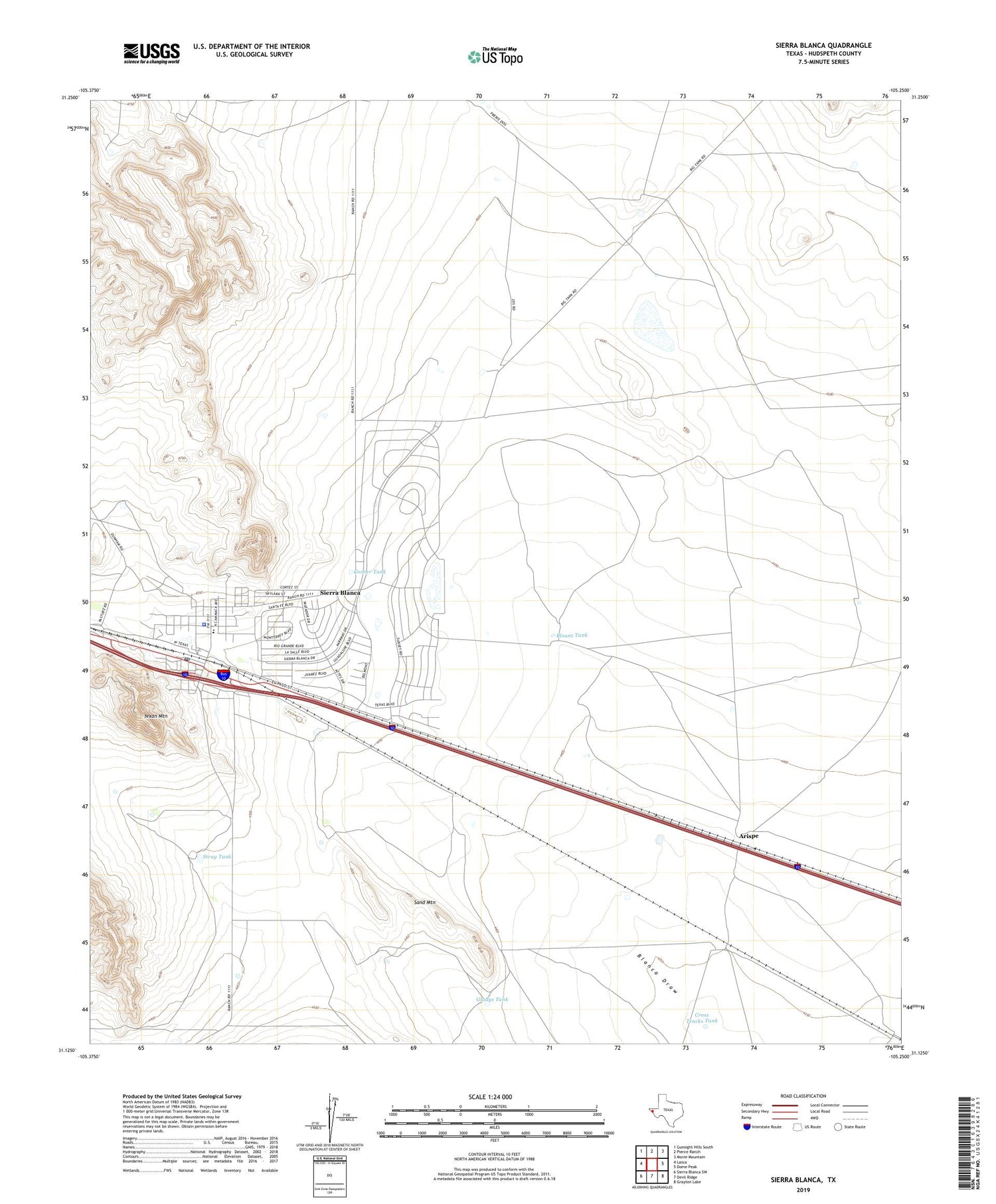 Sierra Blanca Texas US Topo Map Image
