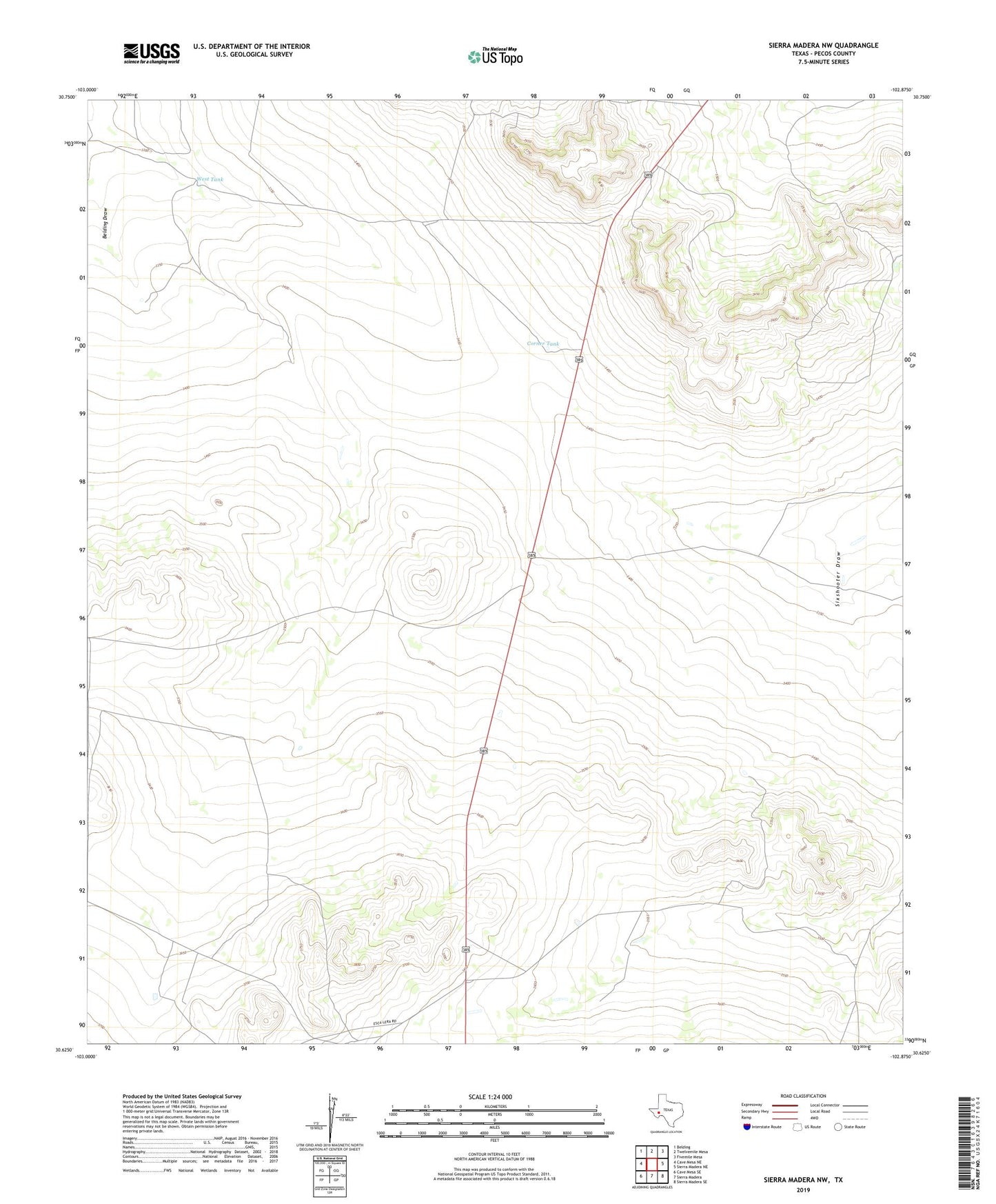 Sierra Madera NW Texas US Topo Map Image