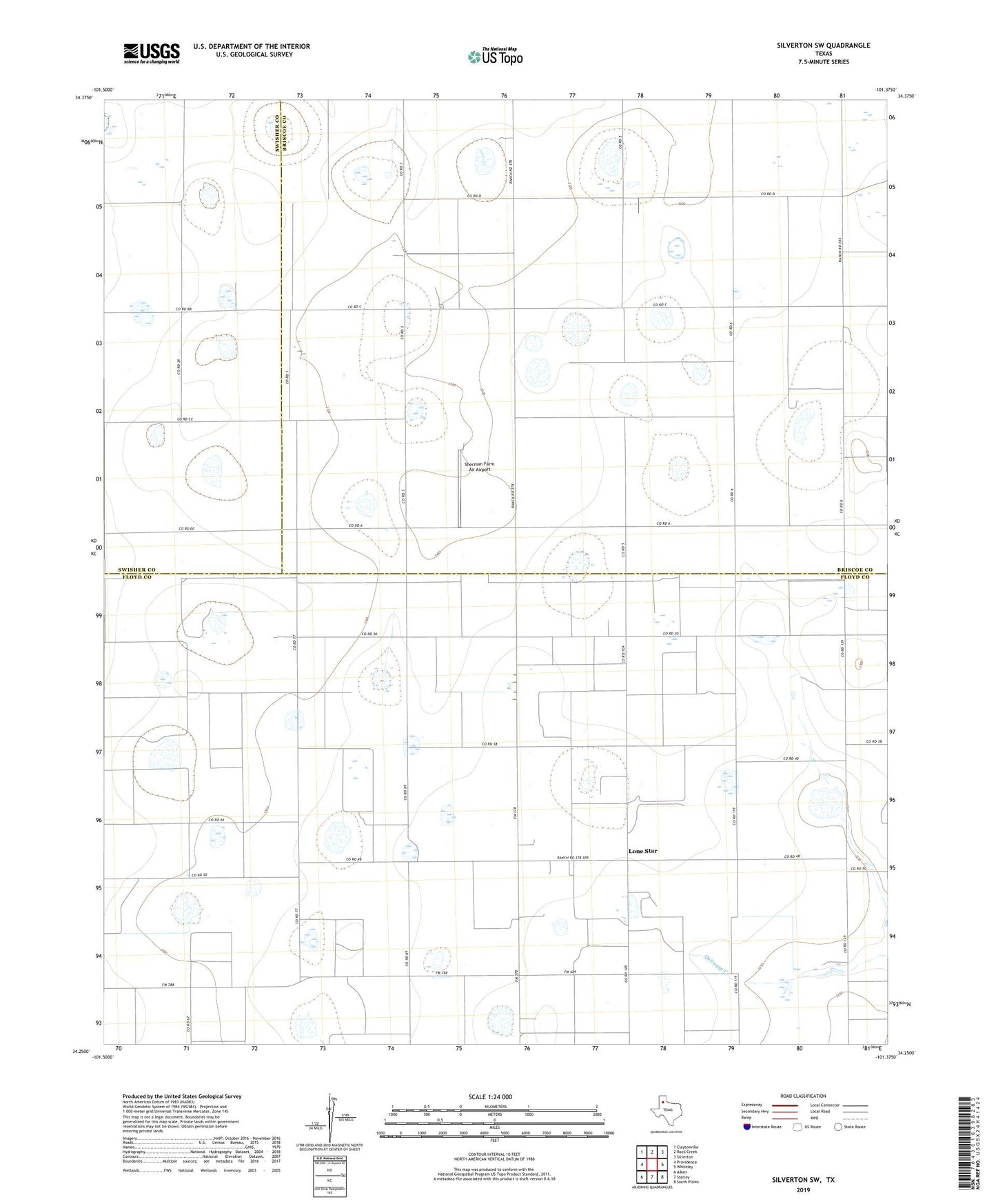 Silverton SW Texas US Topo Map Image