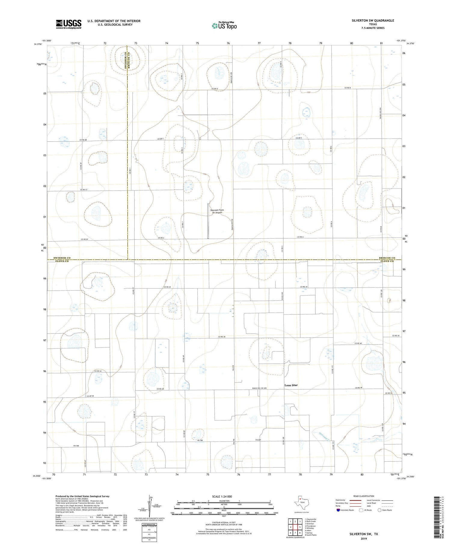 Silverton SW Texas US Topo Map Image