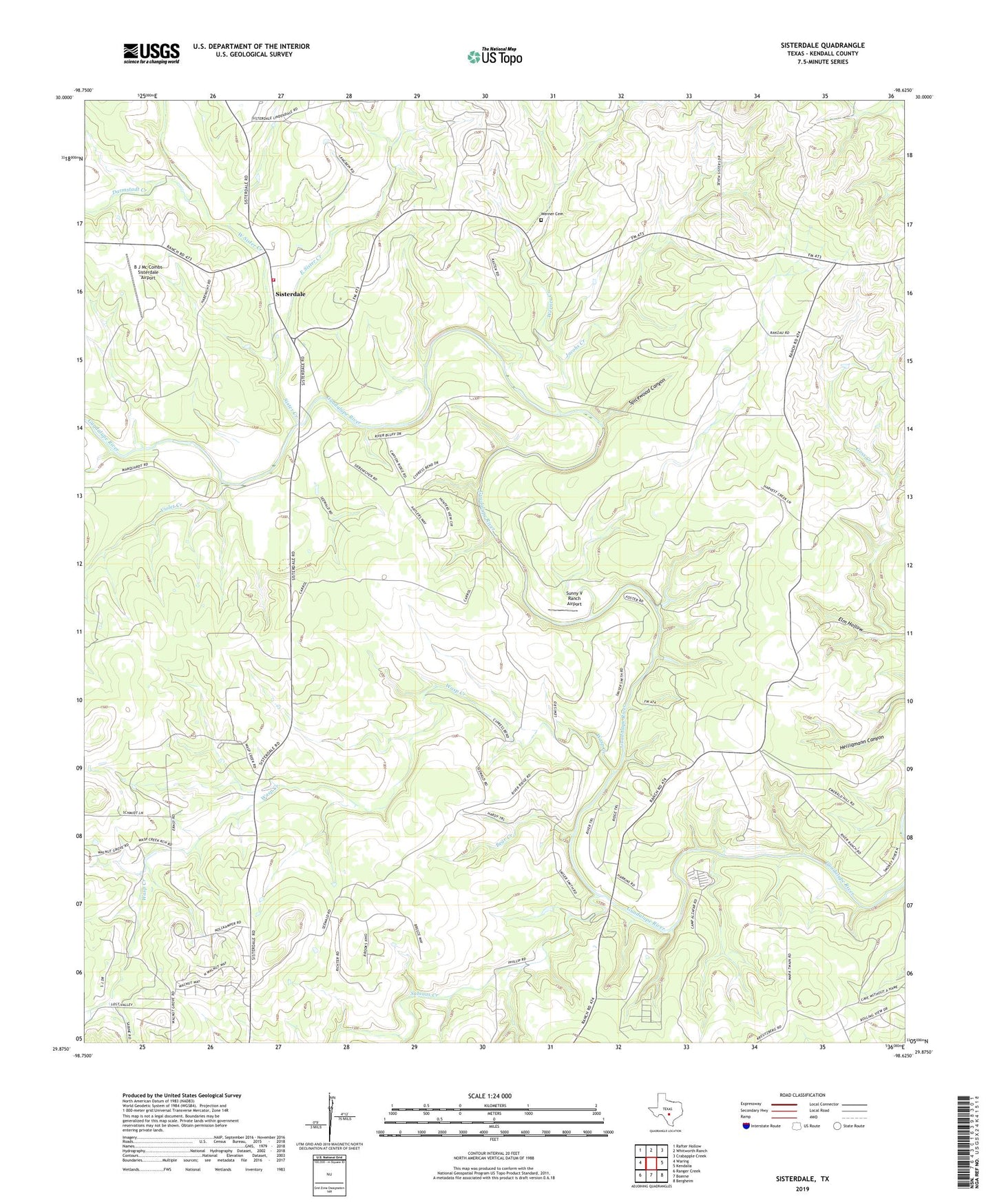 Sisterdale Texas US Topo Map Image