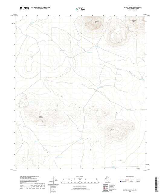 Sixteen Mountains Texas US Topo Map Image