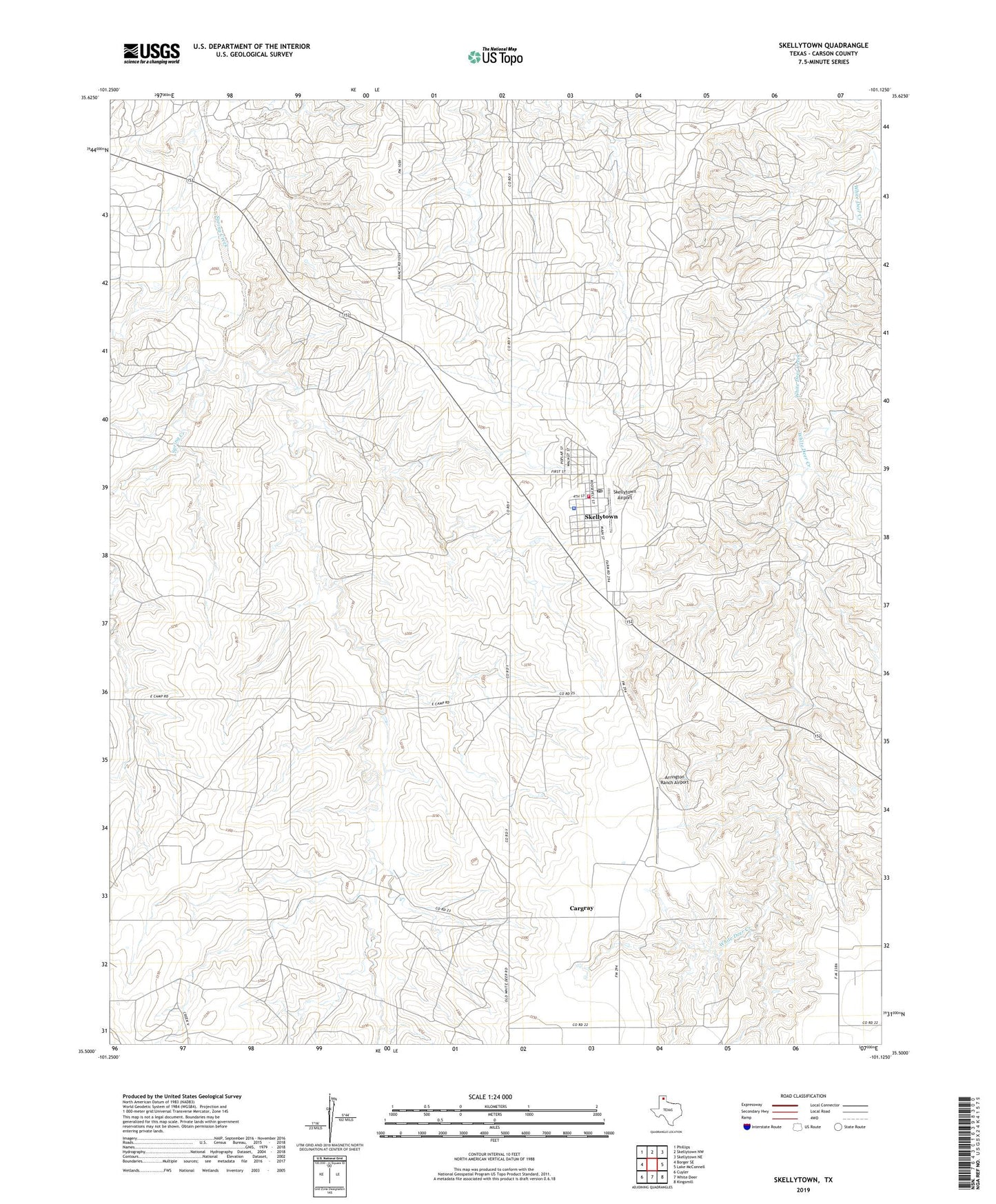 Skellytown Texas US Topo Map Image